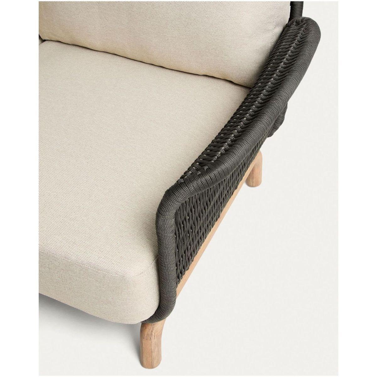 Gartensofa 3-Sitzer Alipa Akazienholz massiv Seil dunkelgrau 235