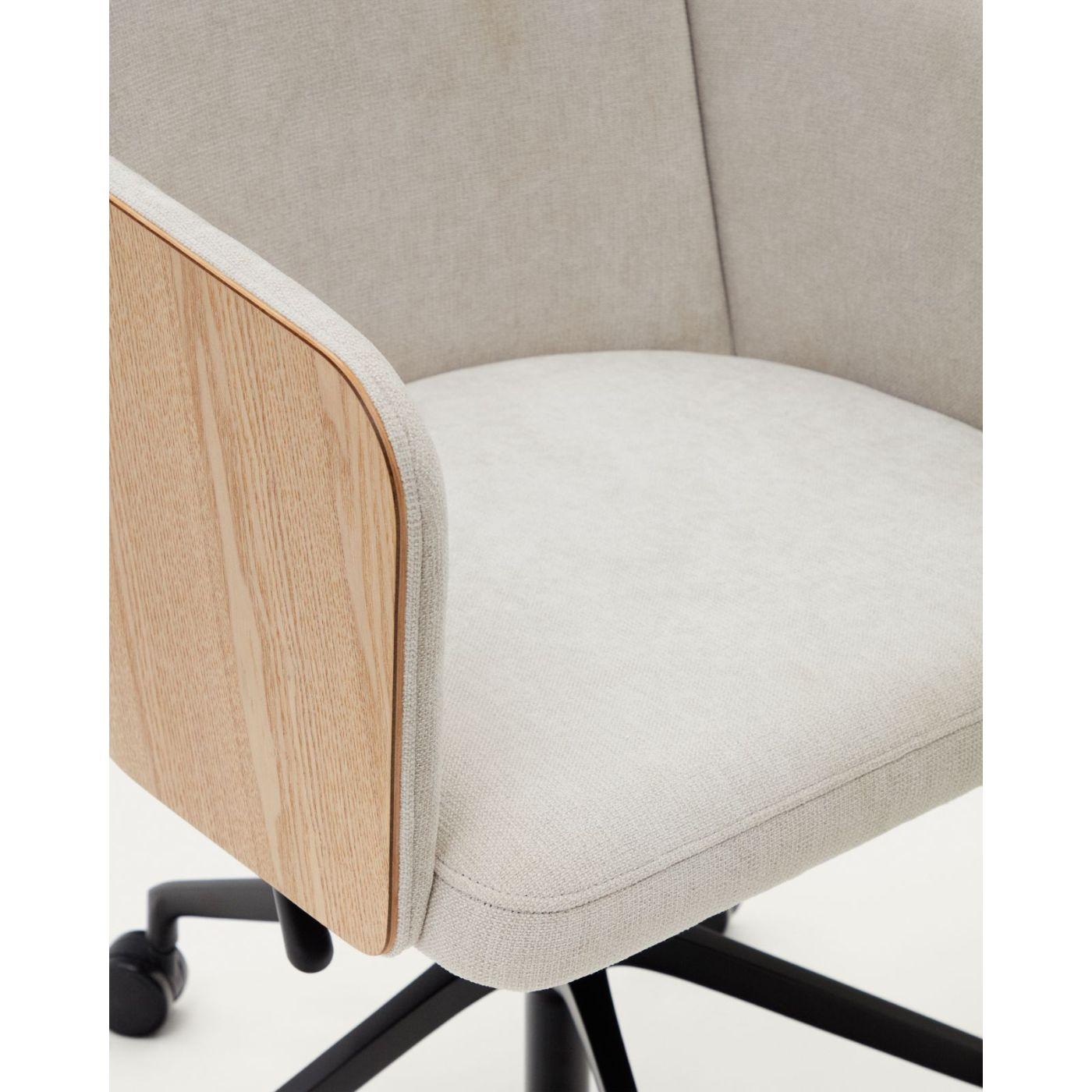 Bürodrehstuhl Madai Chenille Stoff beige Eschenfurnier natur FSC