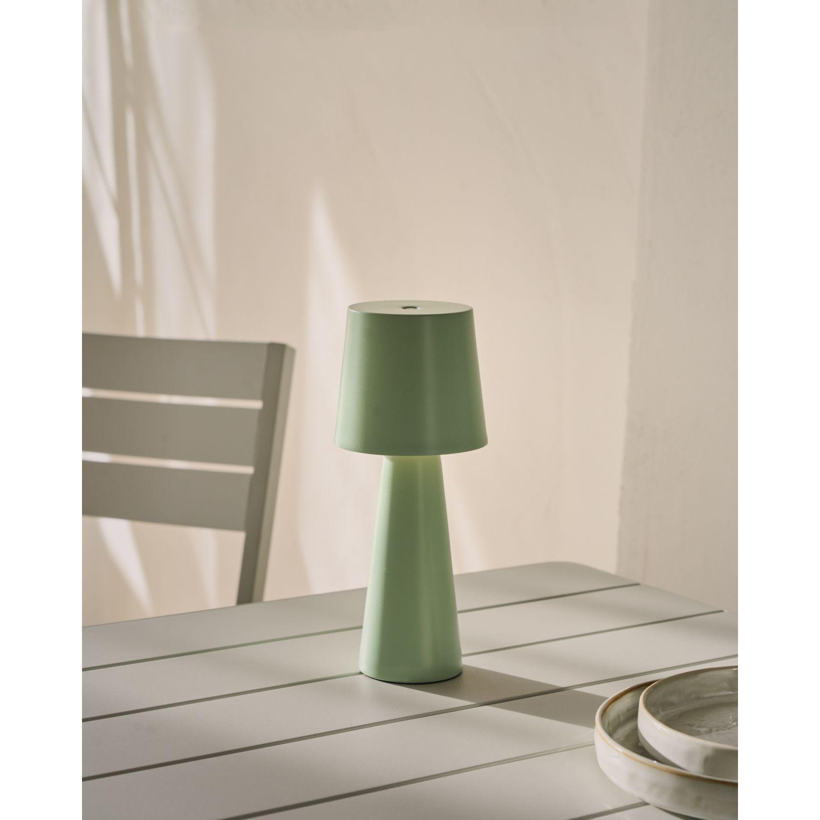 Arenys Outdoor Tischlampe klein aus Metall mit türkisfarbenem Lackfinish LED