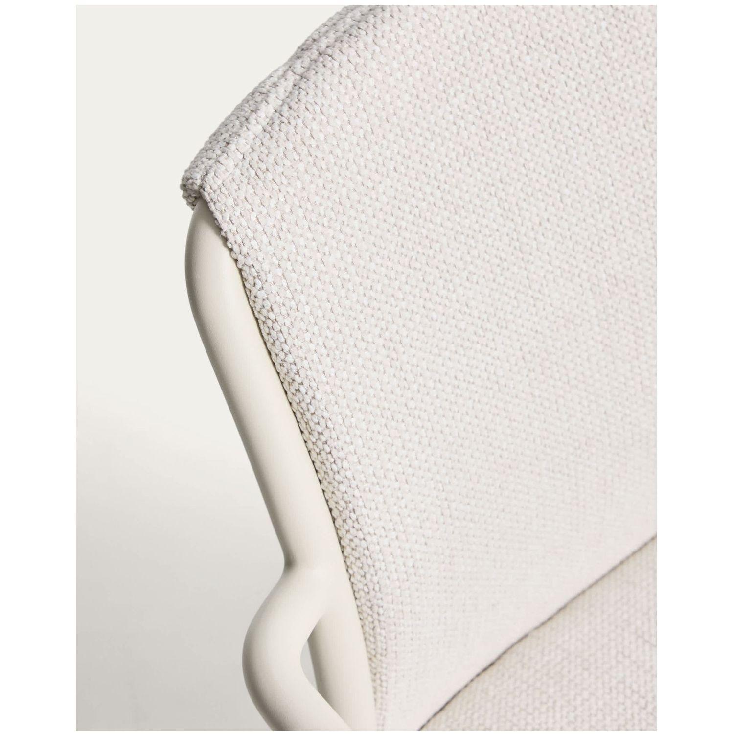Ausziehtisch-Set Livorno aus Aluminium beige mit Holzoptik-Beinen und 6 Stapelstühlen Linosa aus Aluminium Ecru mit beigem Kissen 205-287x100