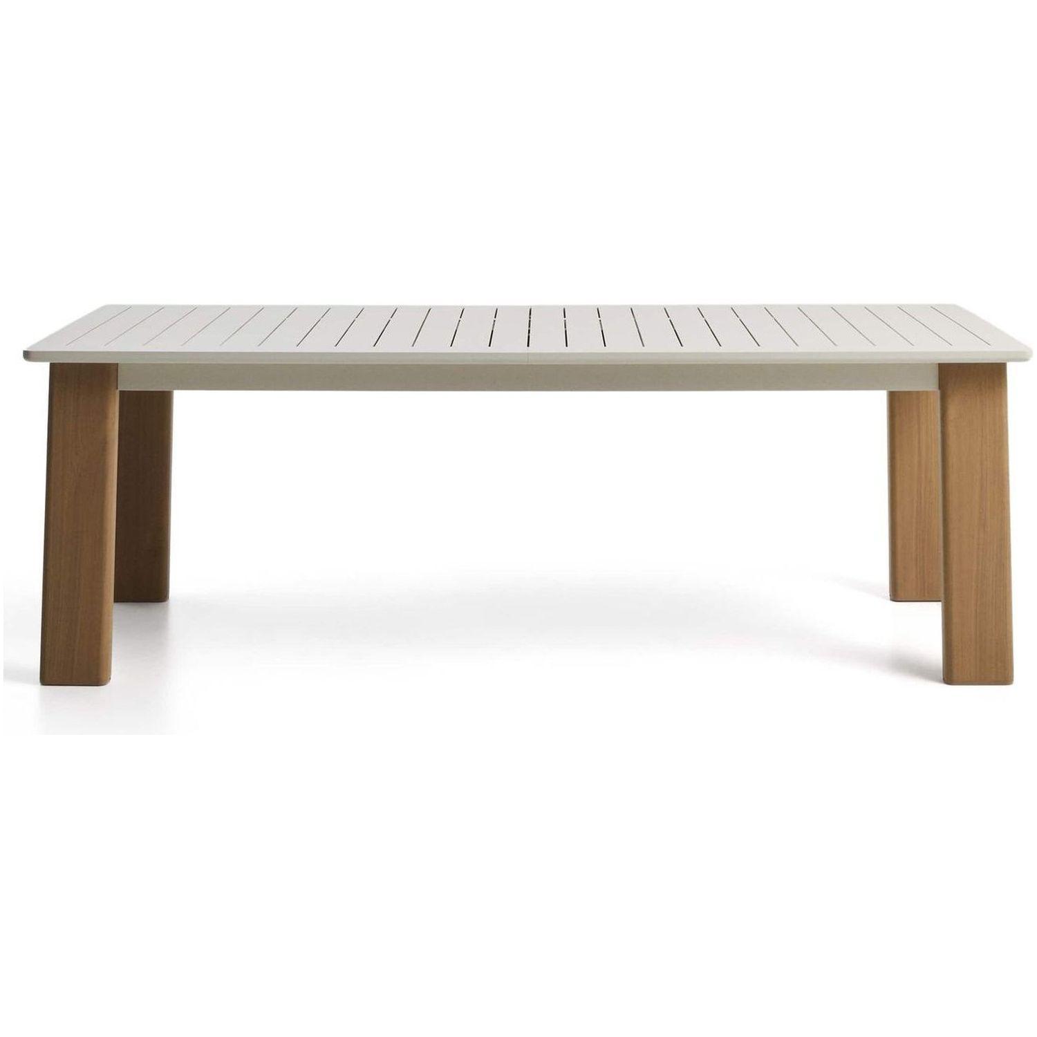 Gartentisch ausziehbar Livorno Aluminium ecru Holzoptik 233-350x100