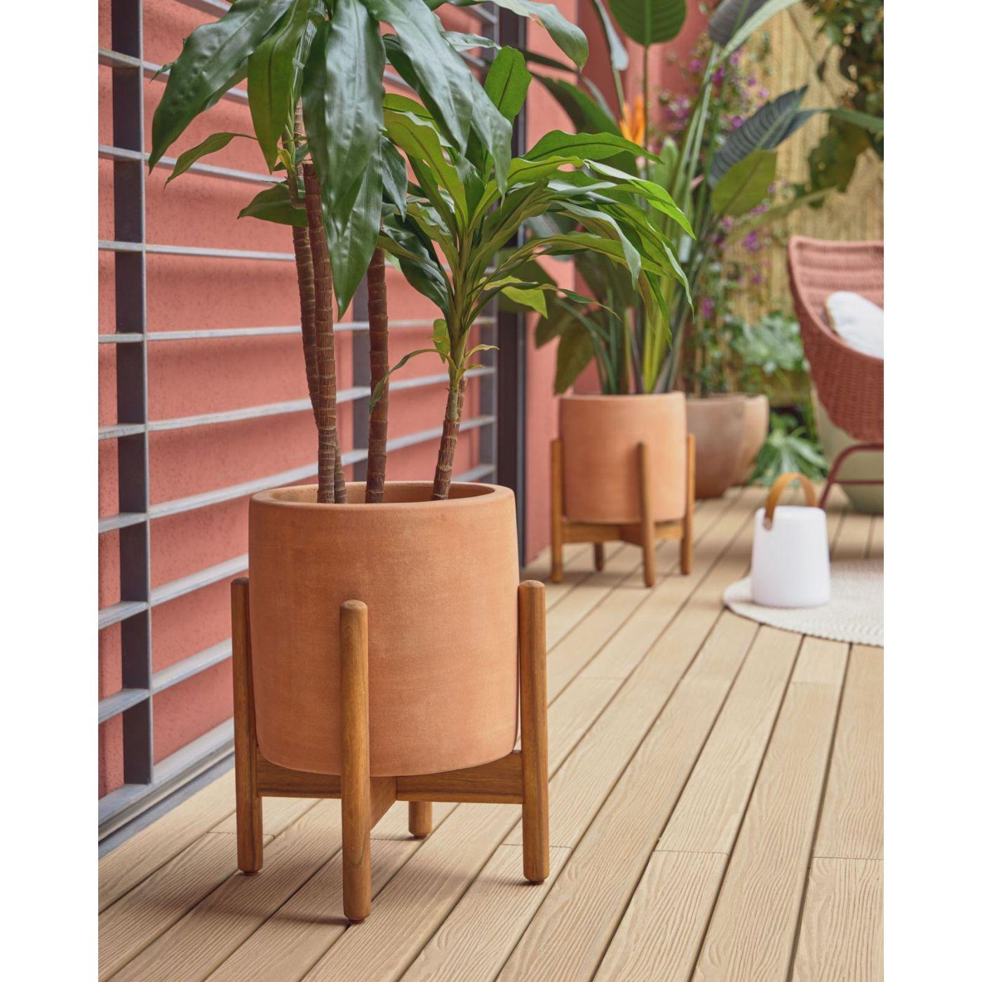 Blumentopf Dalva Terrakotta und Holzgestell