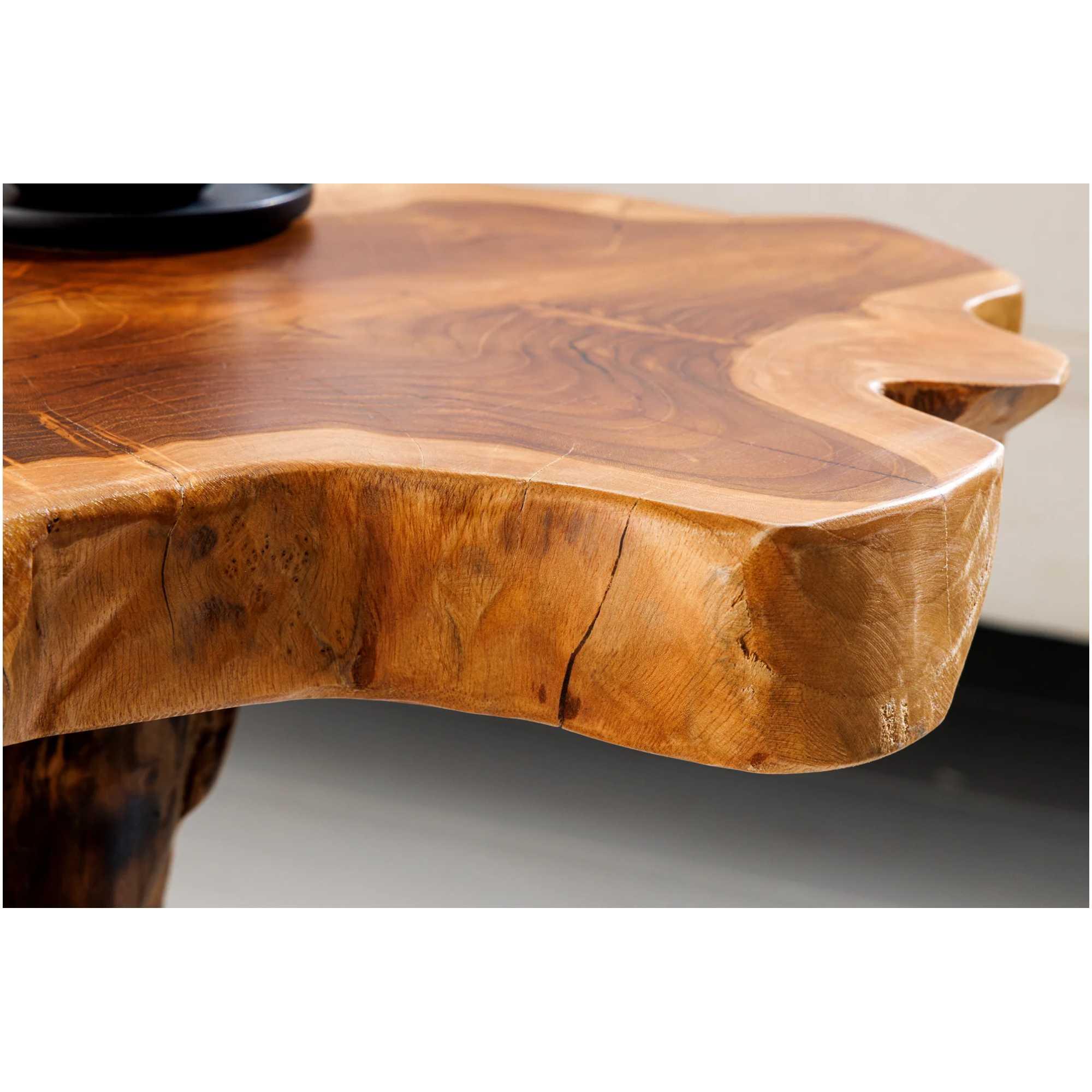 Beistelltisch Holzhocker Wurzel Baumkante Teakholz naturbraun 40x40 Unikat