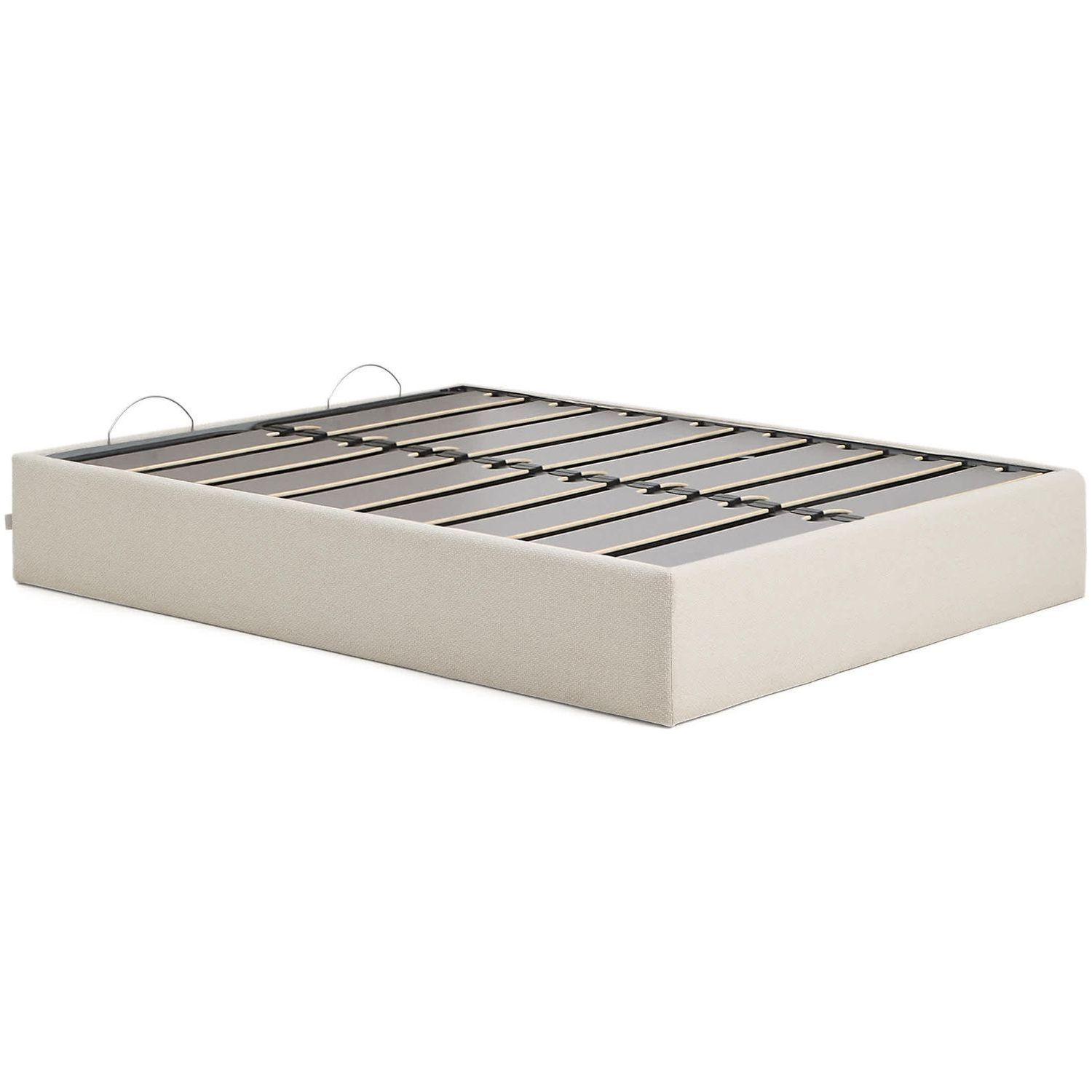 Abziehbares aufklappbares Bett mit Stauraum Nelzi Stoff ecru - Grösse: 160x200