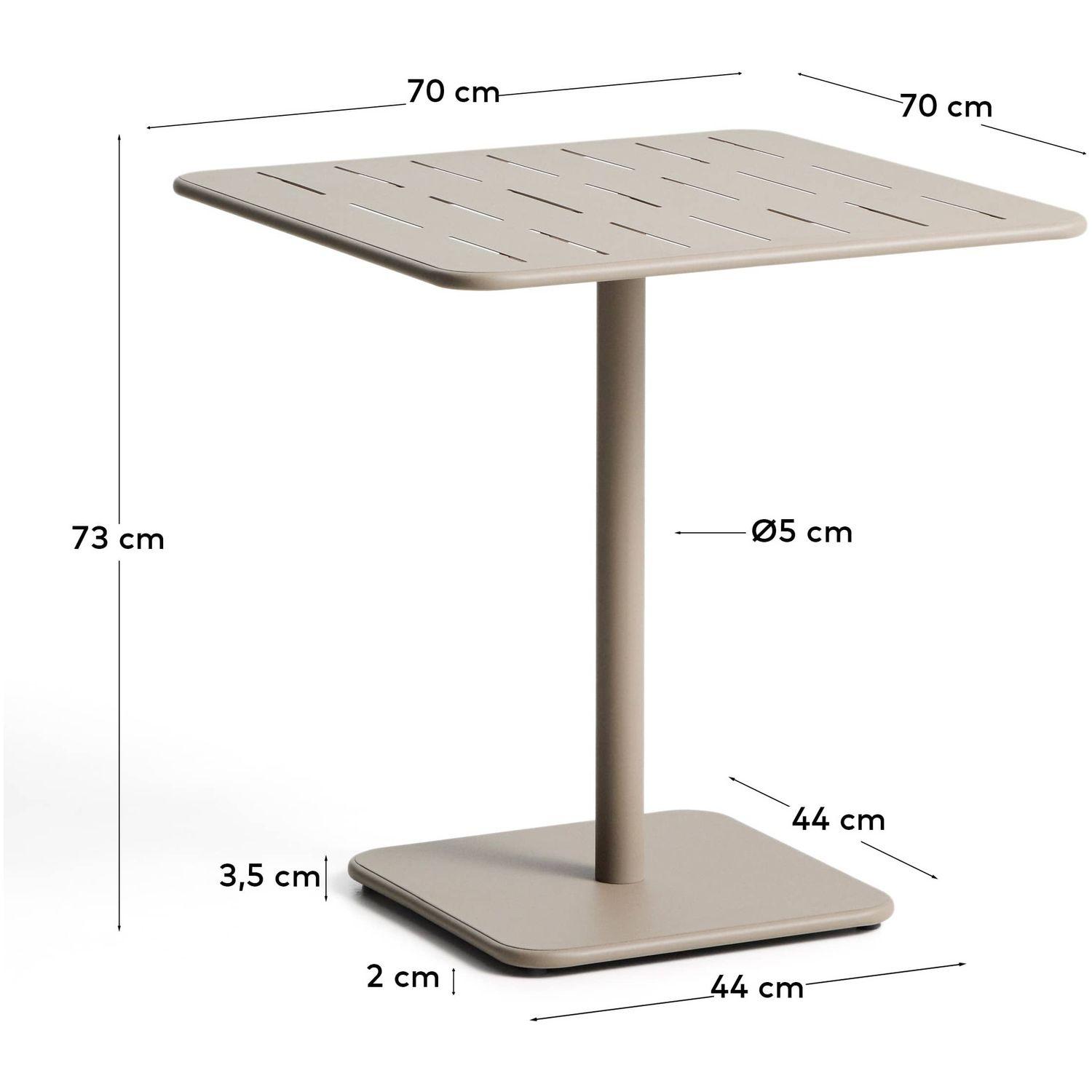 Gartentisch Bistro quadratisch Brai verzinkter Stahl taupe 70x70
