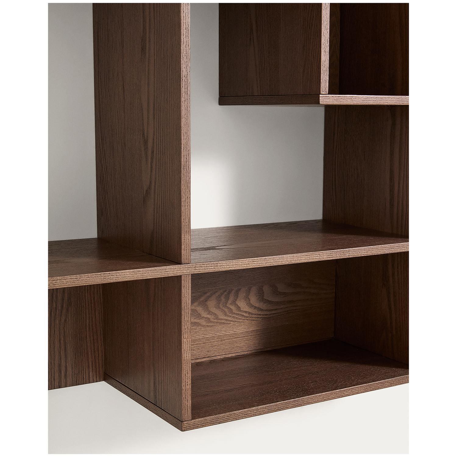 Modularregal Ina aus Eschenfurnier mit Finish in Nussbaumton 80x80 FSC 100%