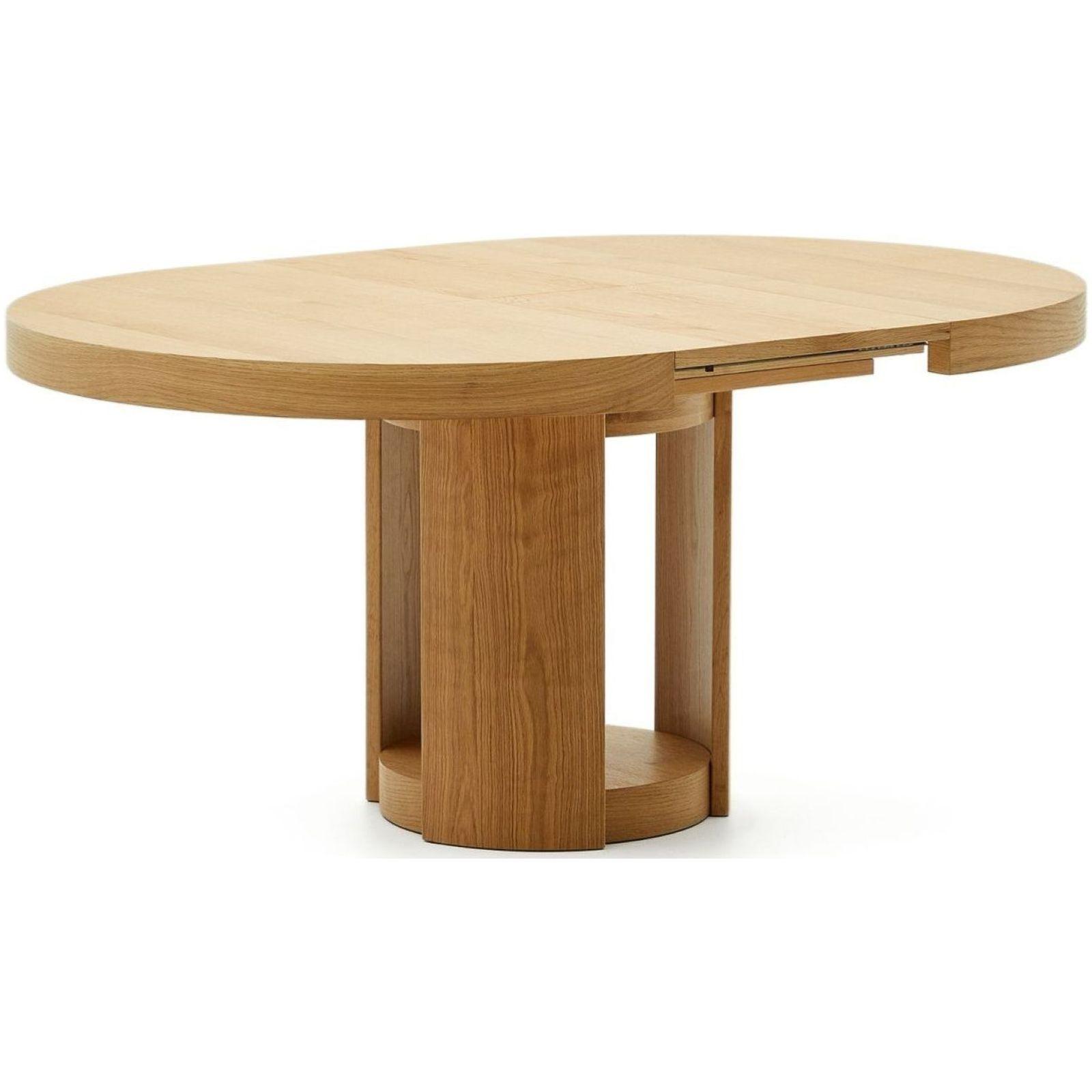 Esstisch Ausziehtisch rund Artis Massivholz und Eichenfurnier 100% FSC - Grösse: 120x120-170x80