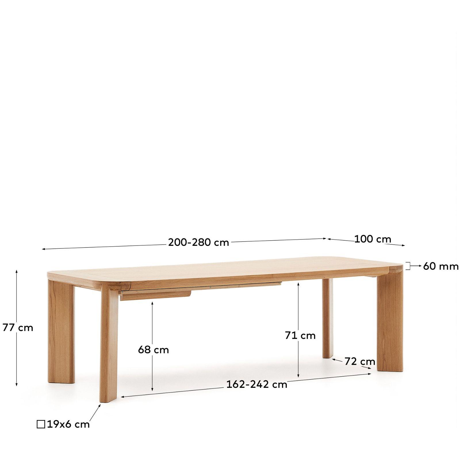 Esstisch Ausziehtisch Jondal Massivholz und Eichenfurnier natur 100 % FSC - Grösse: 205-285x100