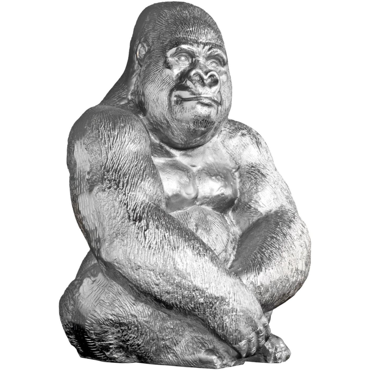 Deko Figur Gorilla Affe Aluminium silber