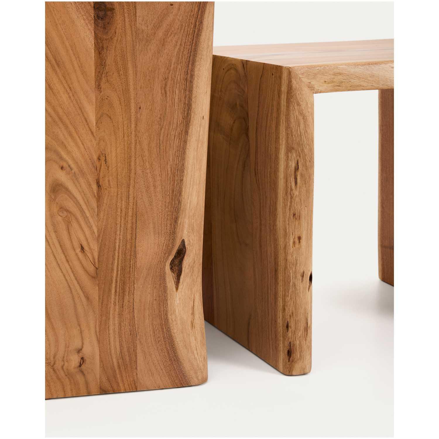 Beistelltisch Lomiri Akazienholz massiv natur Baumkante (2er-Set)