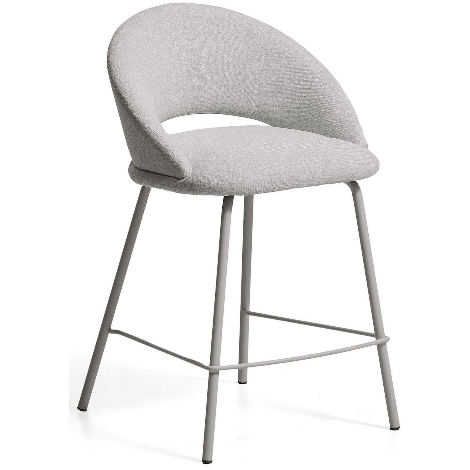 Barhocker Bonali mit grauer Chenille und Beinen aus grauem Metall FSC Mix Credit 65 cm