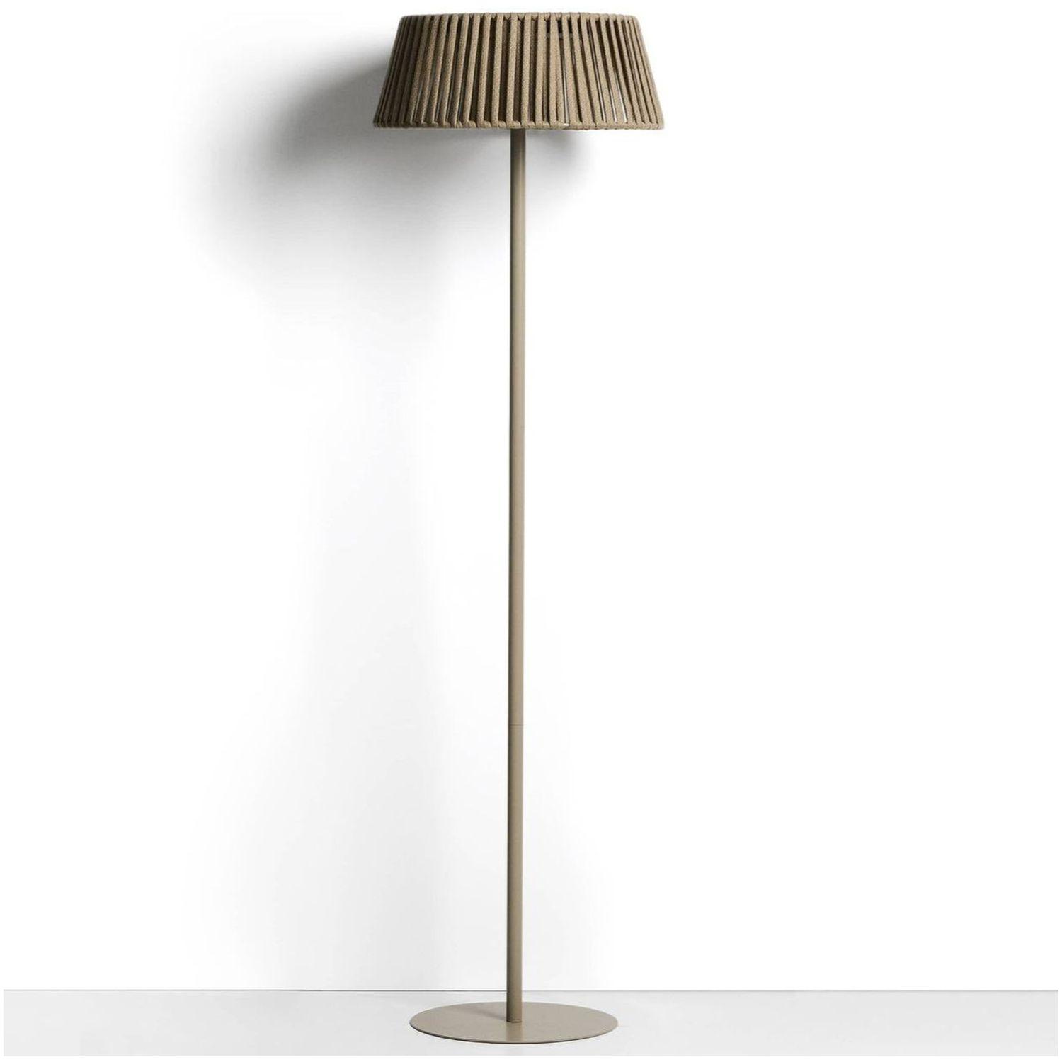Outdoor-Solar-Stehlampe Aldet aus flachem Seil mit beigem Metallfuss 46x46