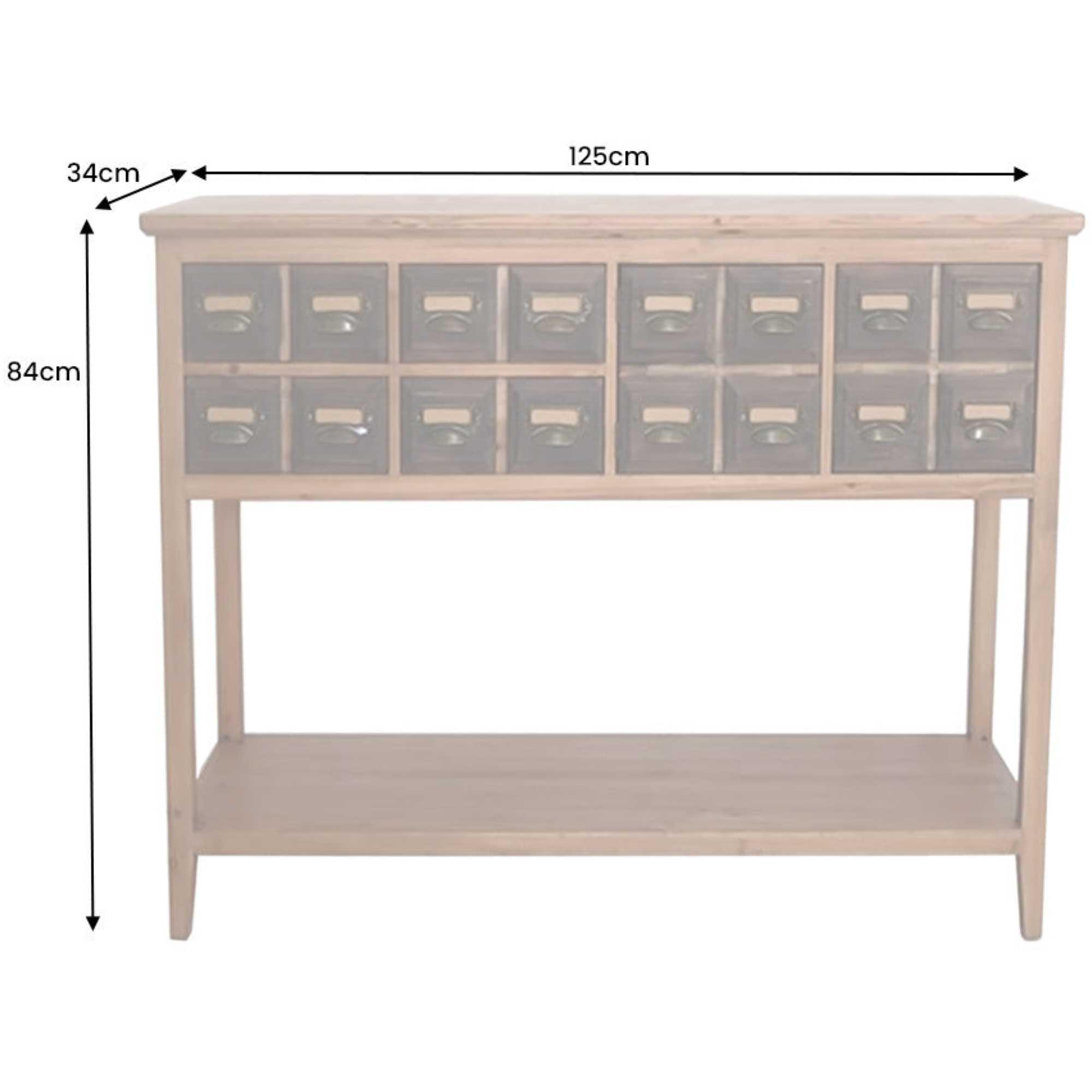 Apothekerkommode mit Schubladen Natural Loft Pinienholz natur 125x84
