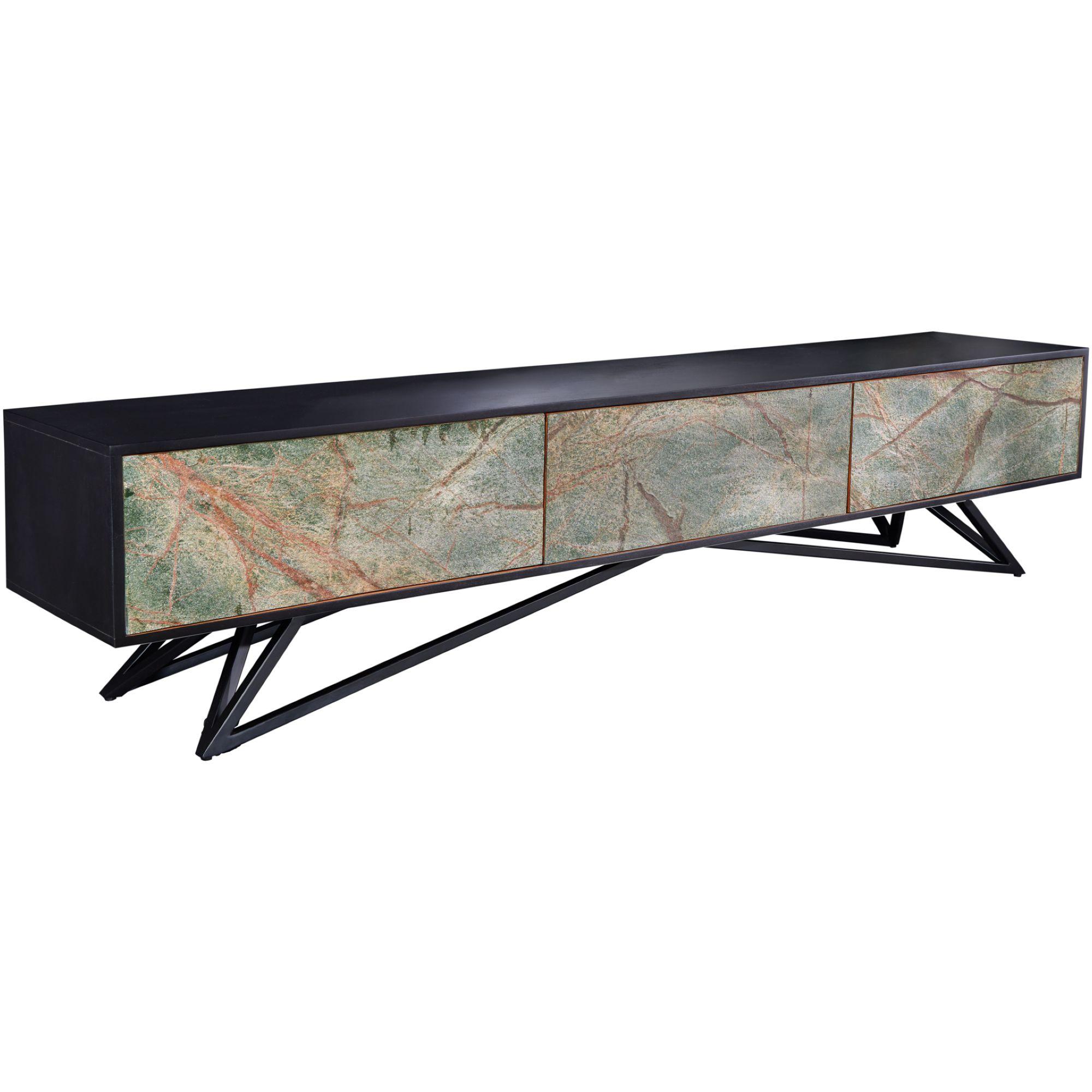 TV Möbel Wandboard Stone Natursteinfurnier Akazienholz 200