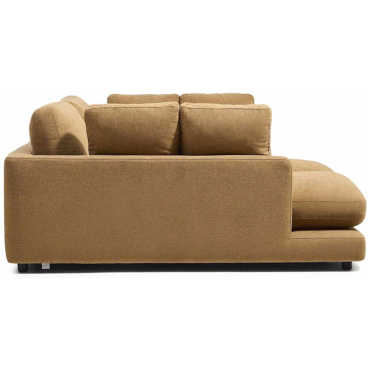 3-Sitzer-Sofa Gala aus Microbouclé mit doppelter Chaiselongue in Senfgelb FSC Mix Credit 210x193