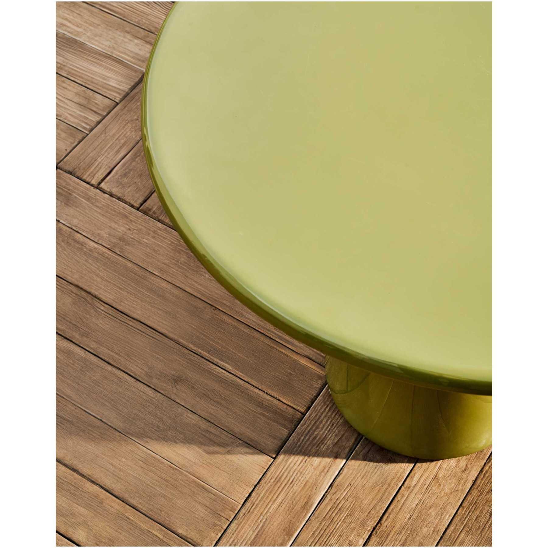 Couchtisch Albanella aus Zement mit glänzend grünem Finish 65x65