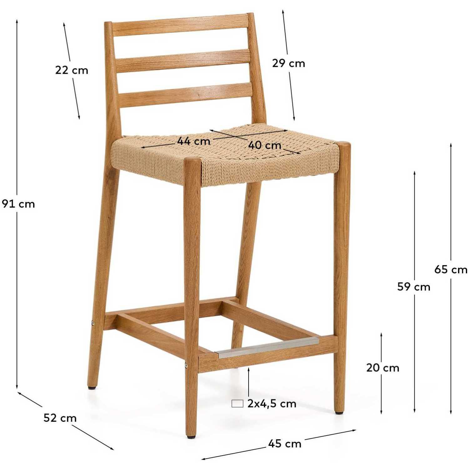 Barhocker Analy Eichenholz massiv natur Sitzhöhe 65 100% FSC