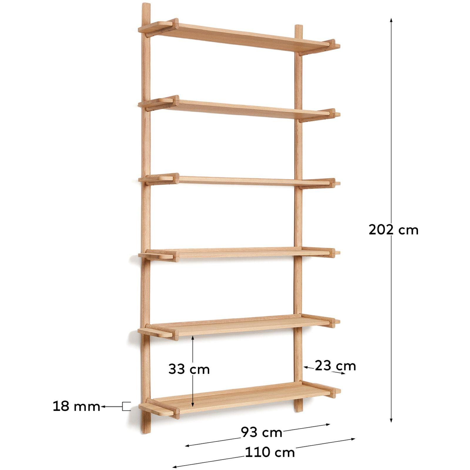 Wandregal 110 Modular Sitra Eichenholz massiv natur 6er
