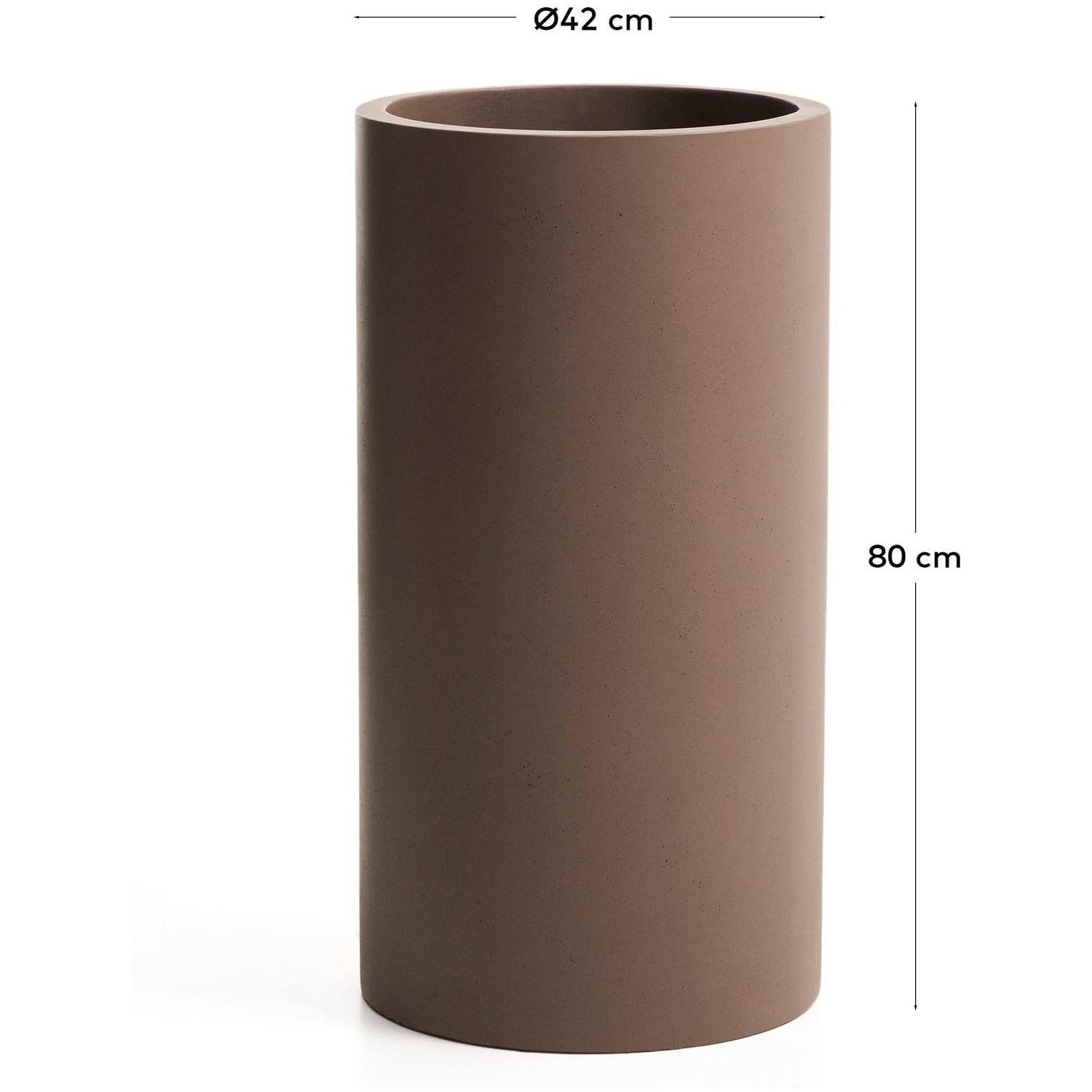 Blumentopf rund Aiguablava aus braunem Zement 42x42