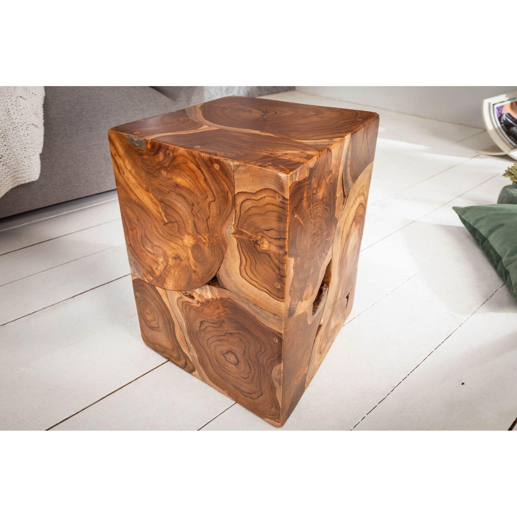 Beistelltisch Holzhocker Tralia Wurzel 30x30 Teakholz Unikat