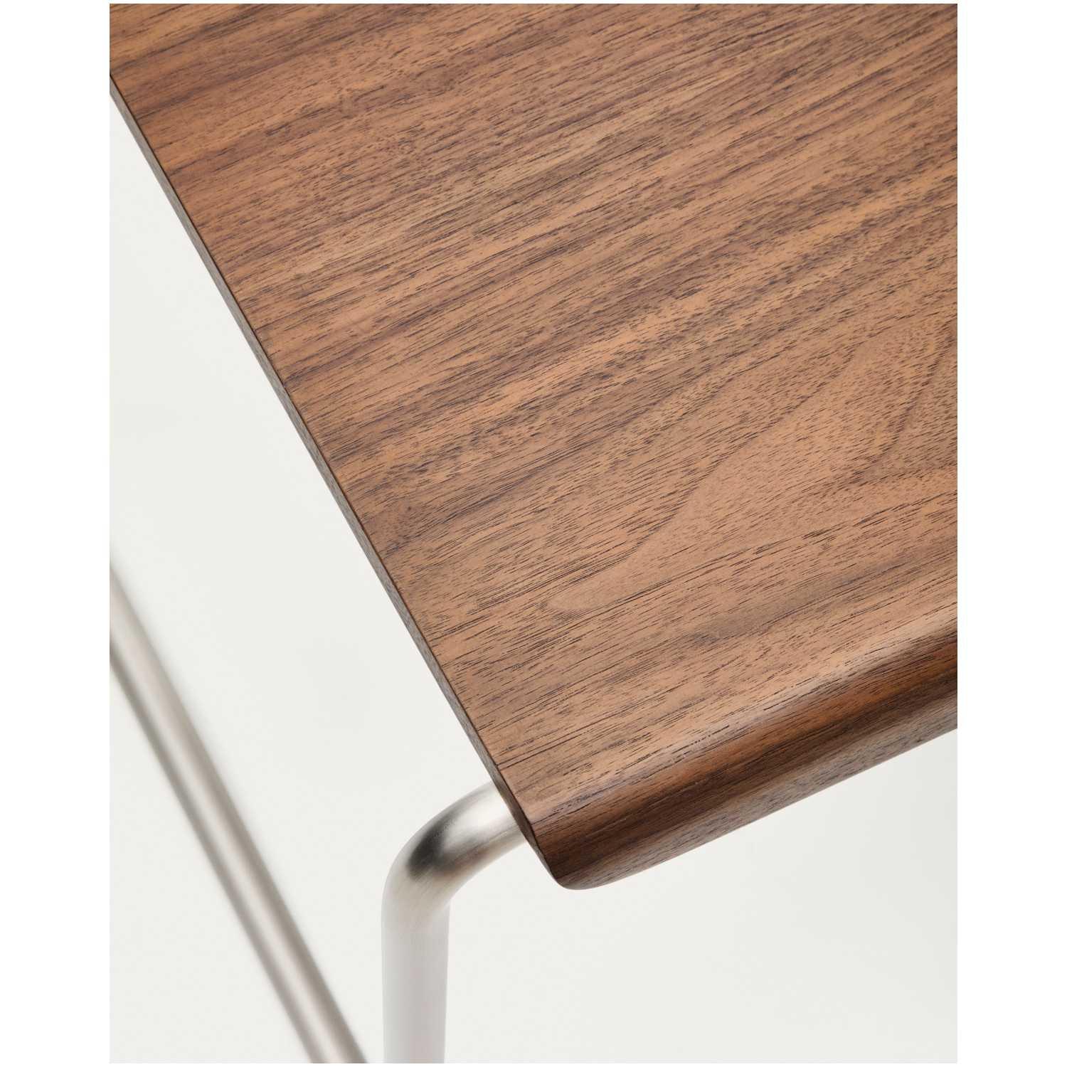 Holzbank Couchtisch Tarsel Nussbaumfurnier FSC 100% Gestell Edelstahl gebürstet 142cm