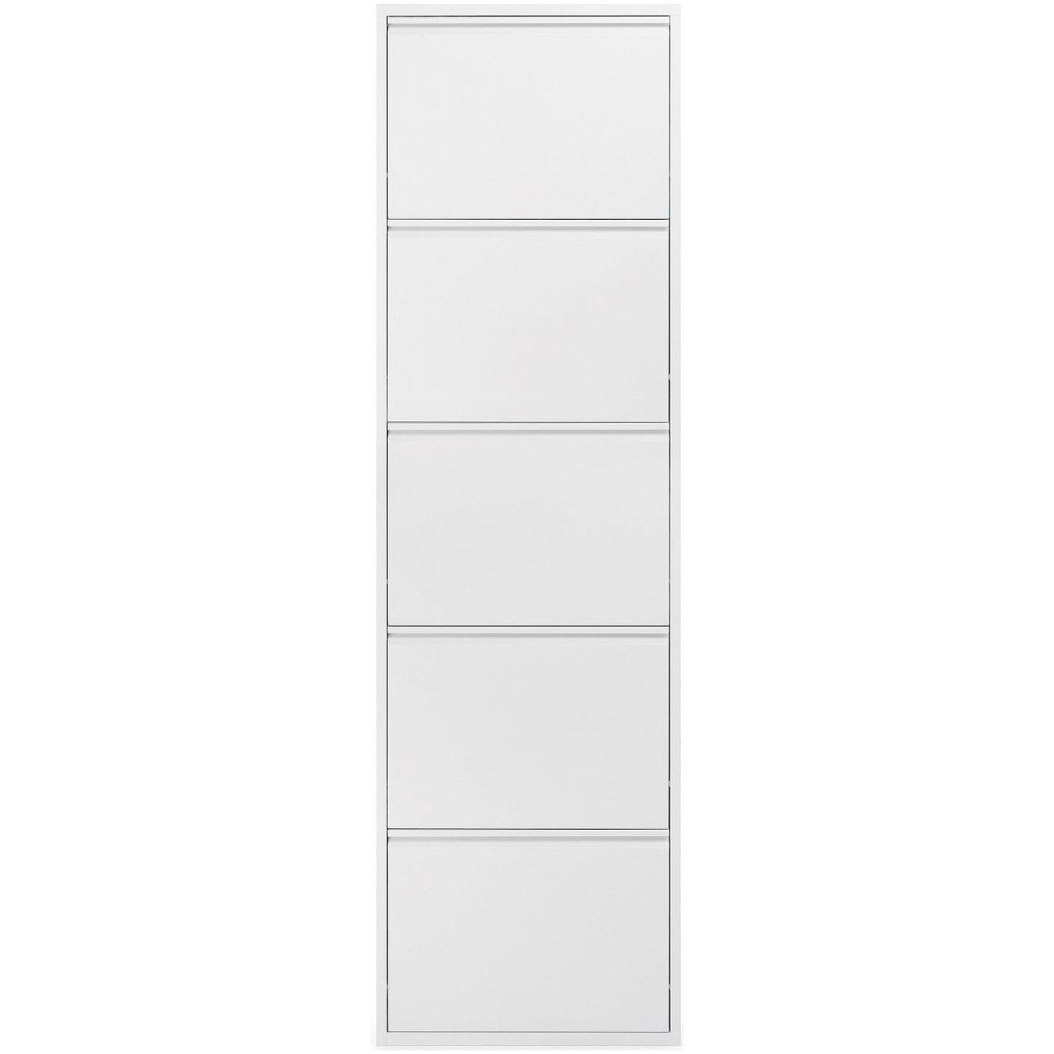 Schuhschrank mit 5 Klappen Metall weiss 50x169