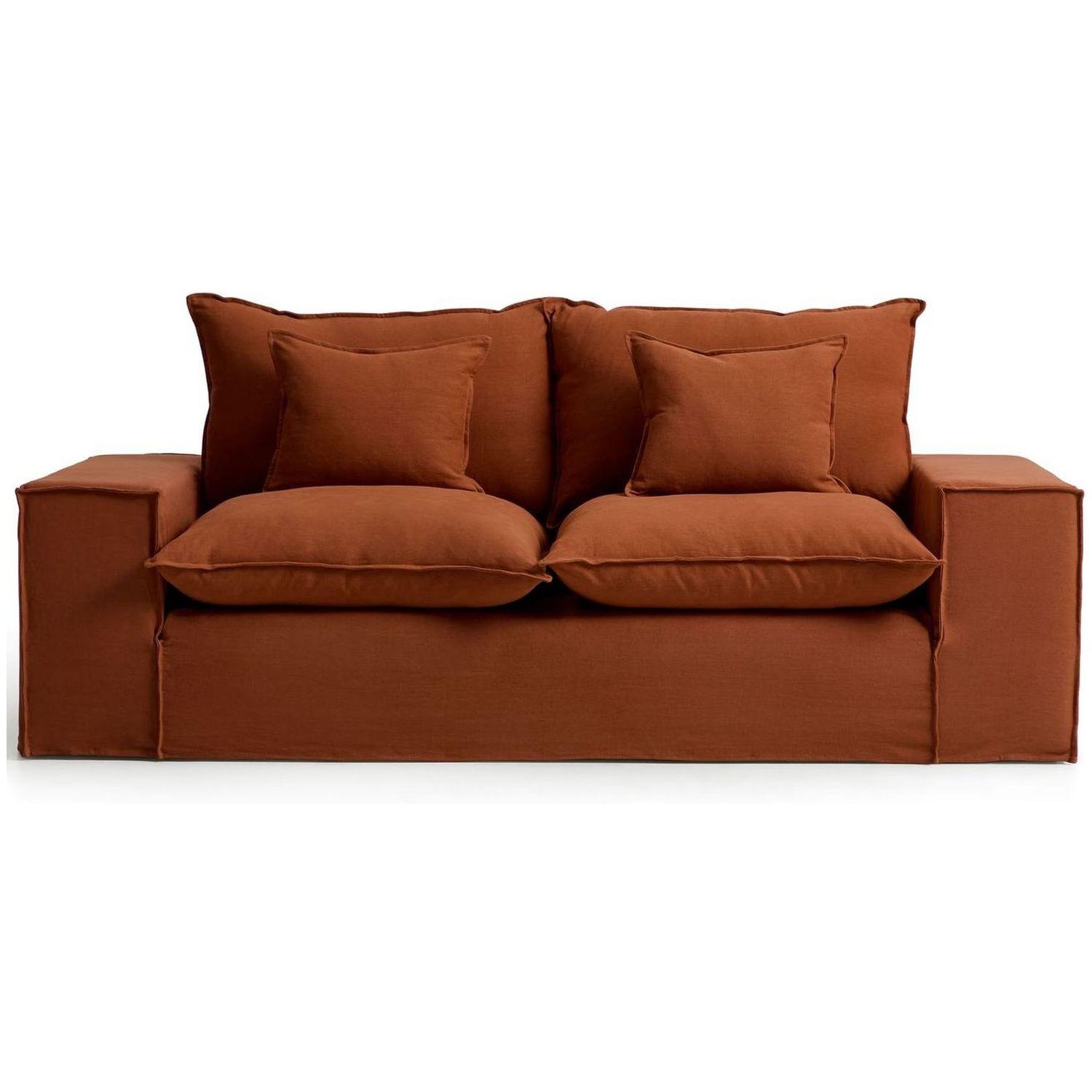2-Sitzer-Sofa Anarela mit abnehmbarem Bezug aus Leinen in Terrakotta 240 cm FSC Mix Cred
