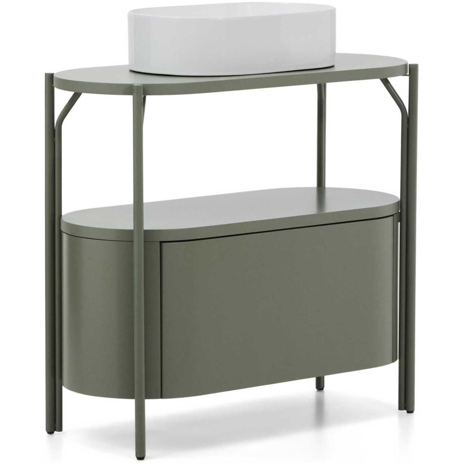 Badezimmermöbel Arely mit Stahlgestell und grün lackiertem MDF 90x40