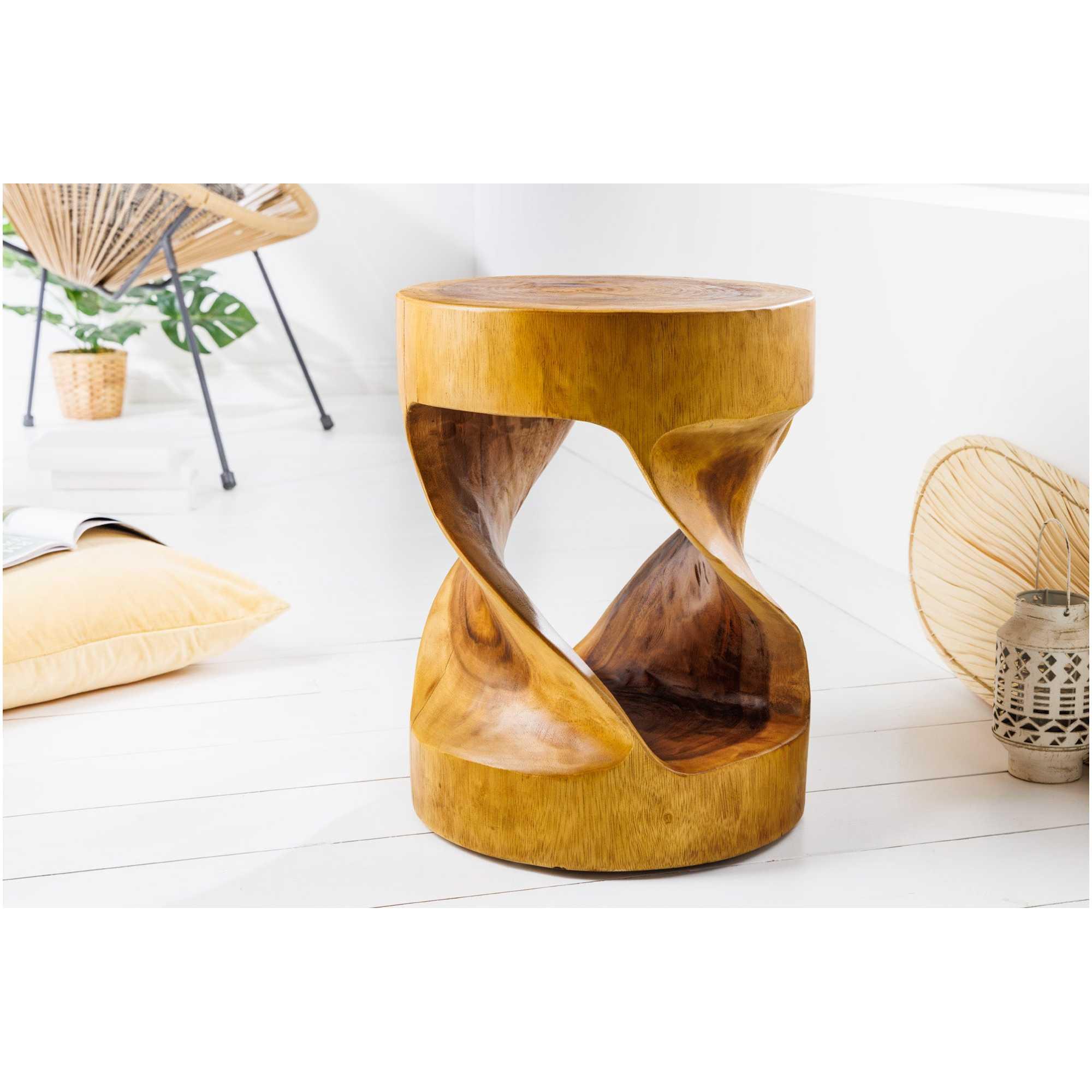 Beistelltisch Holzhocker Twisted Suarholz Unikat