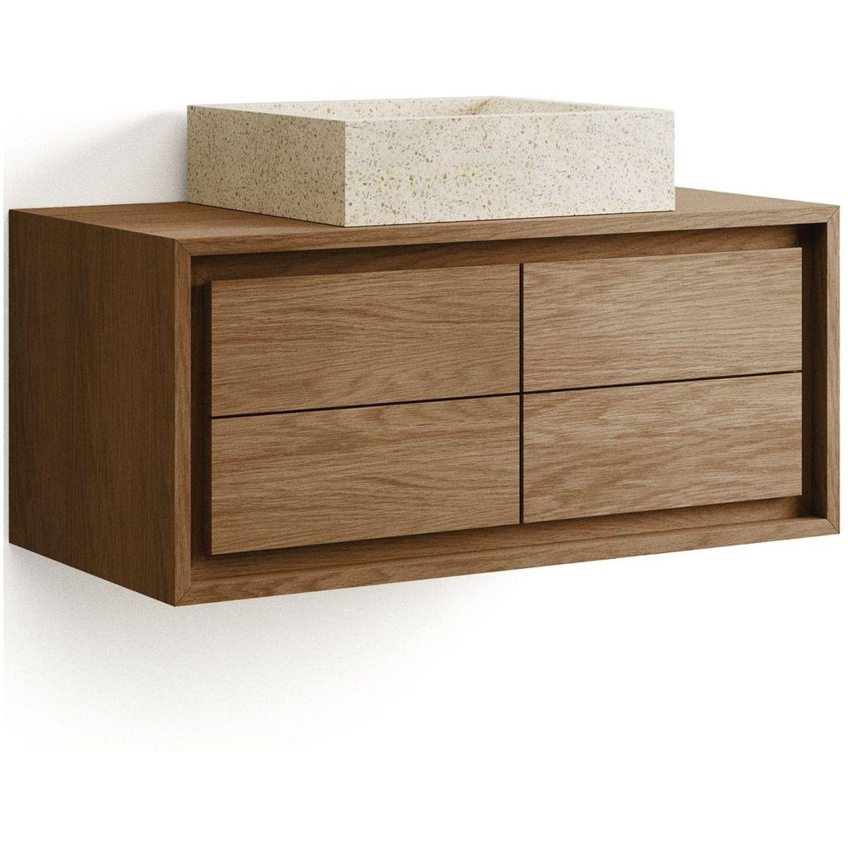 Badezimmermöbel Kenta aus massivem Teakholz mit Nussbaum Finish 60x45