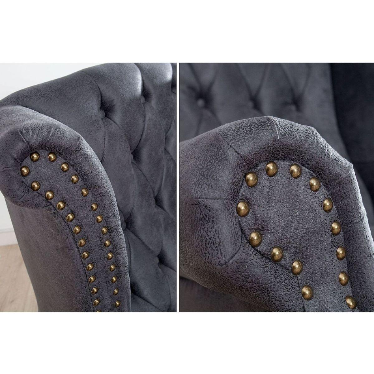 Chesterfield Ohrensessel grau Vintage Grau