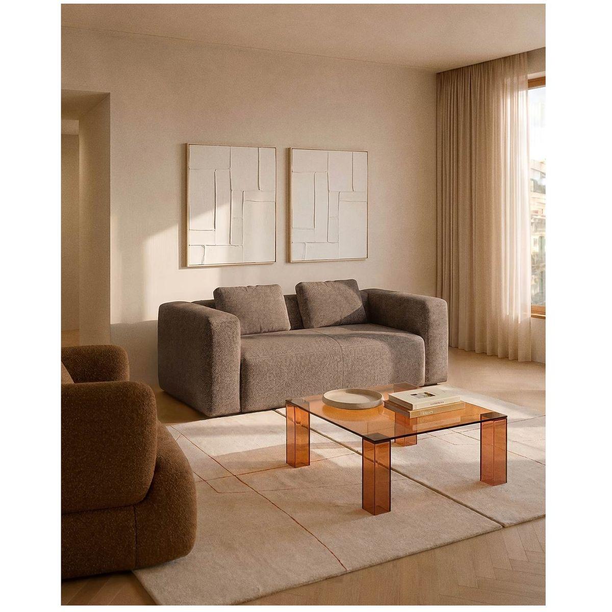 2-Sitzer-Sofa Blok in brauner Chenille 210 cm FSC Mix Credit