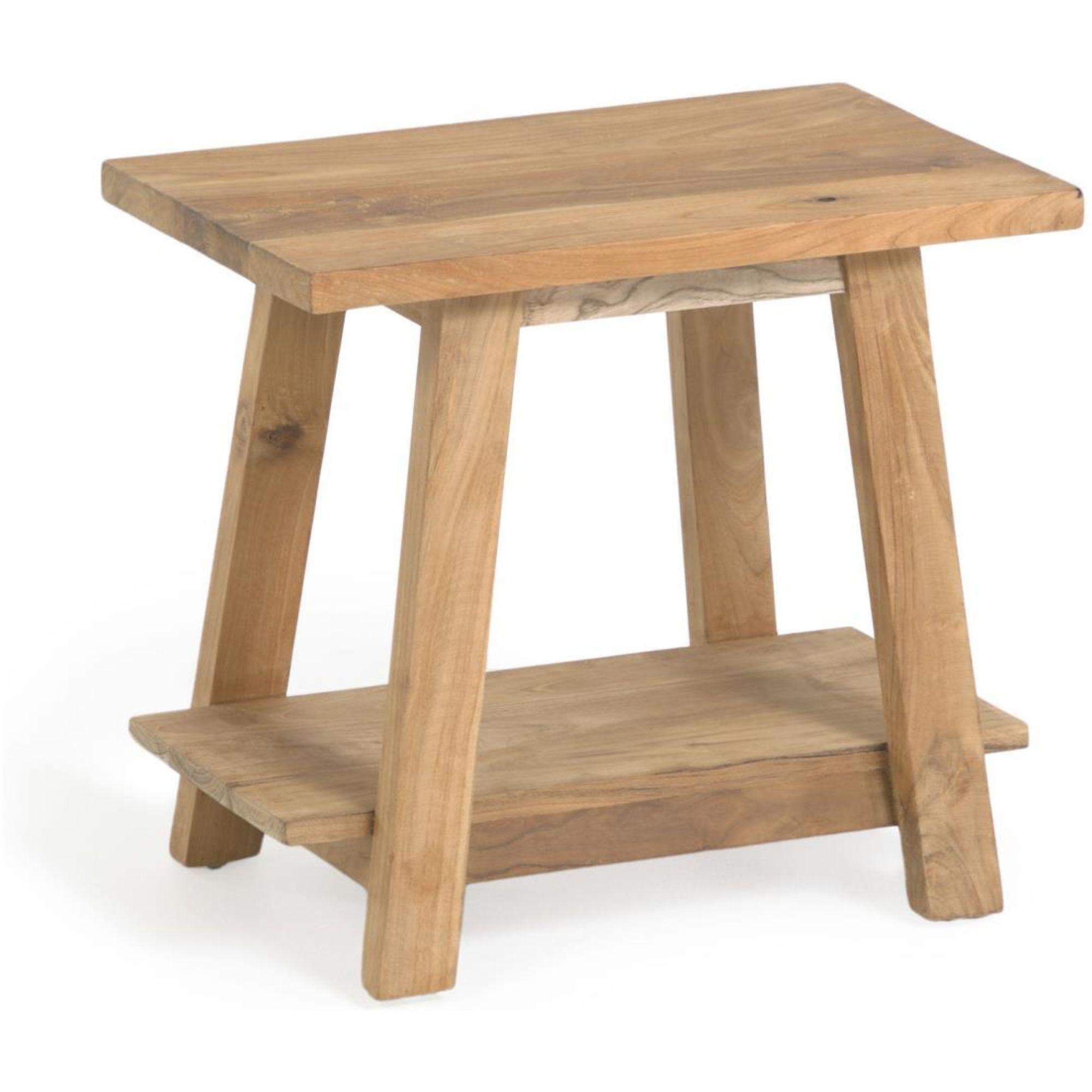 Holzhocker Fajat Safara aus massivem recyceltem Teakholz