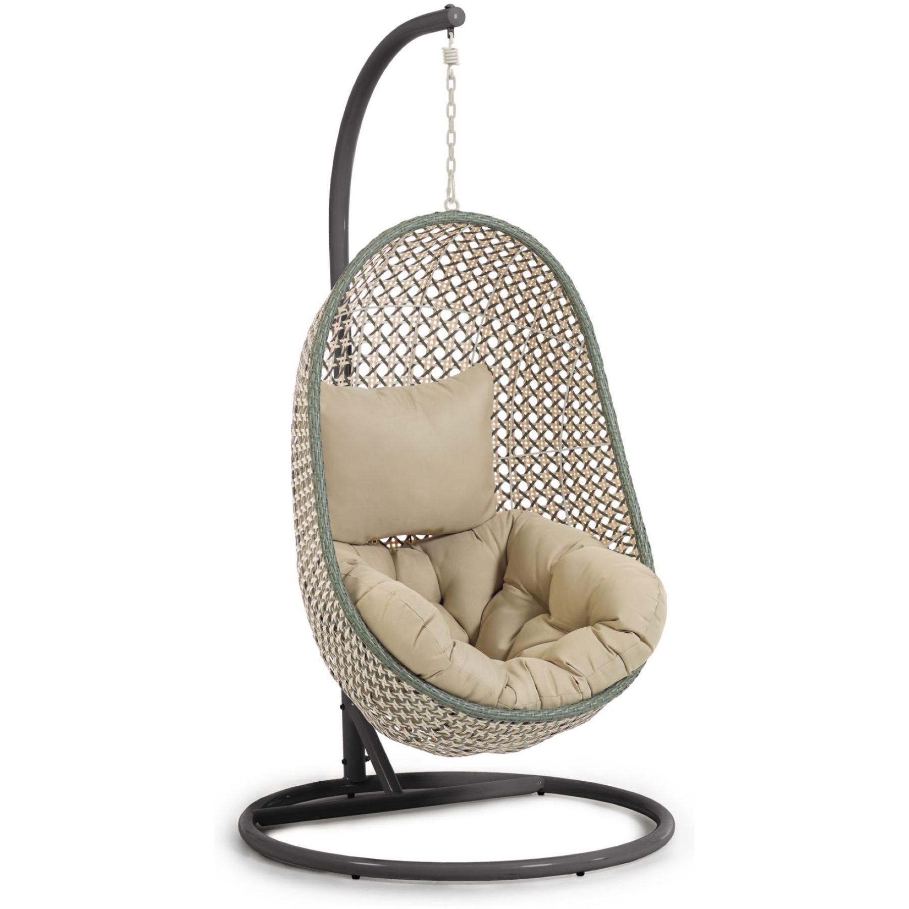 Garten Hängesessel Ciara Poly Rattan mehrfarbig Fuss dunkelgrau