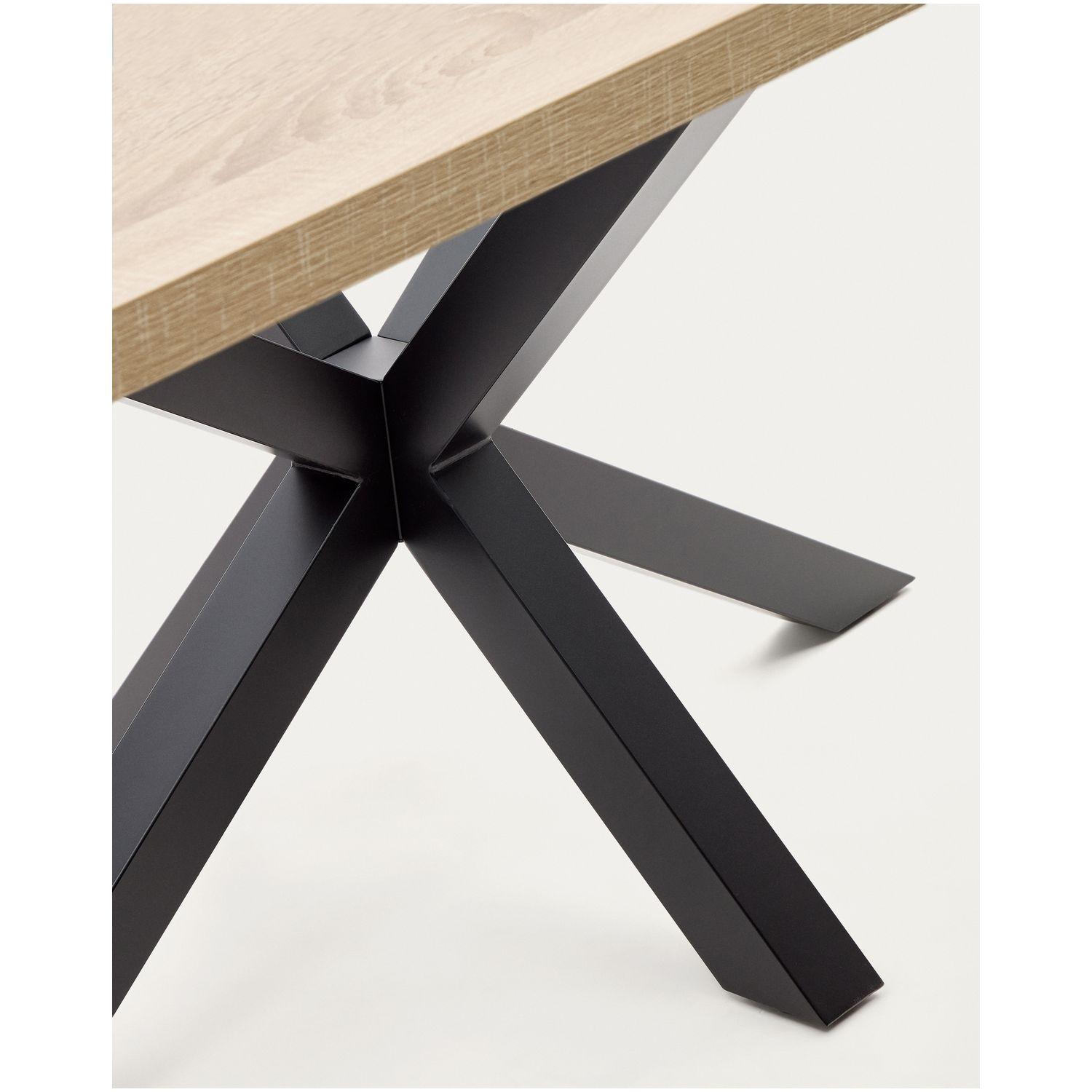 Argo Tisch 200 x 100 cm aus Melamin natur und schwarzen Stahlbeine