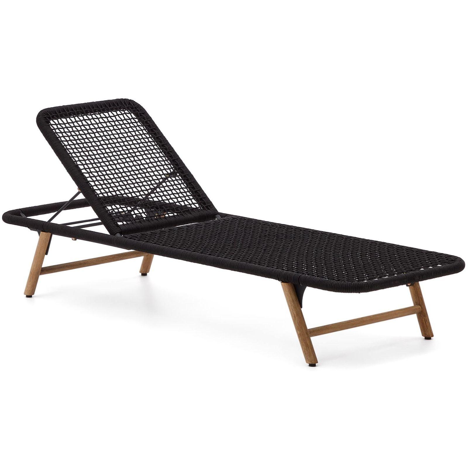 Sonnenliege Dandara Seil schwarz massives Akazienholz 100% FSC