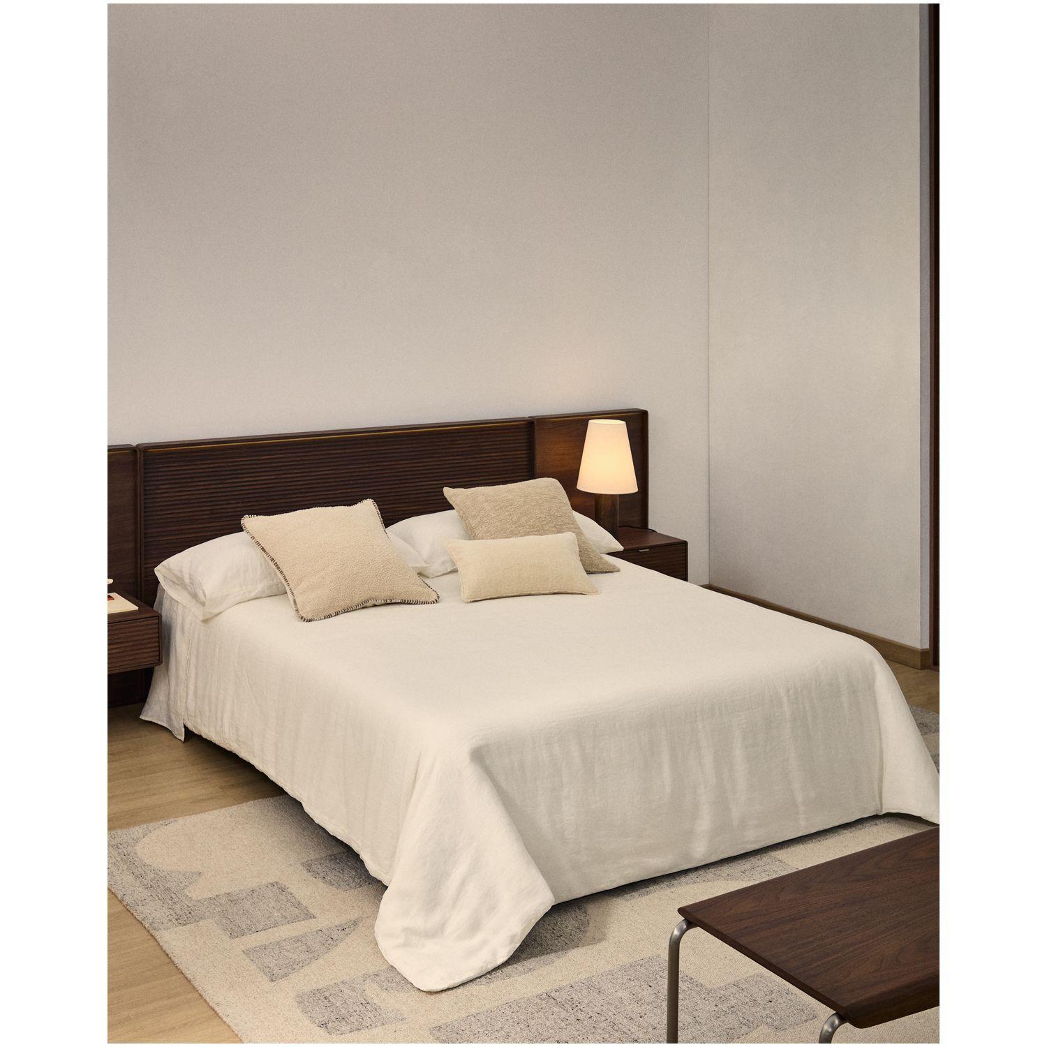 Set Simmel aus Bett- und Kopfkissenbezug aus Baumwolle und Leinen in Ecru für 150-cm-Betten