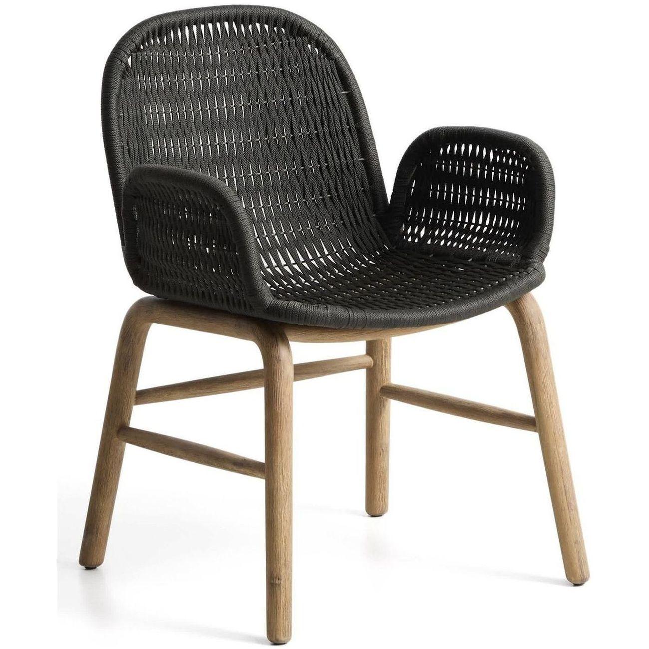 Garten Armlehnstuhl Alipa Akazienholz massiv Seil dunkelgrau FSC 100%