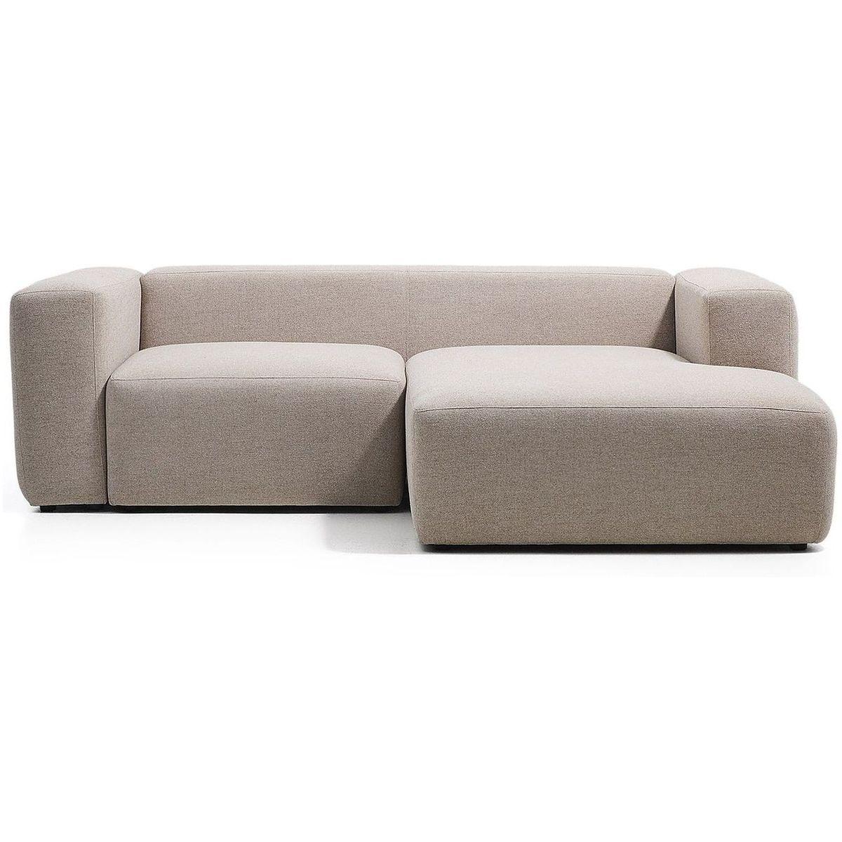 2-Sitzer-Sofa Blok mit Chaiselongue rechts in beiger Chenille 240 cm FSC Mix Credit