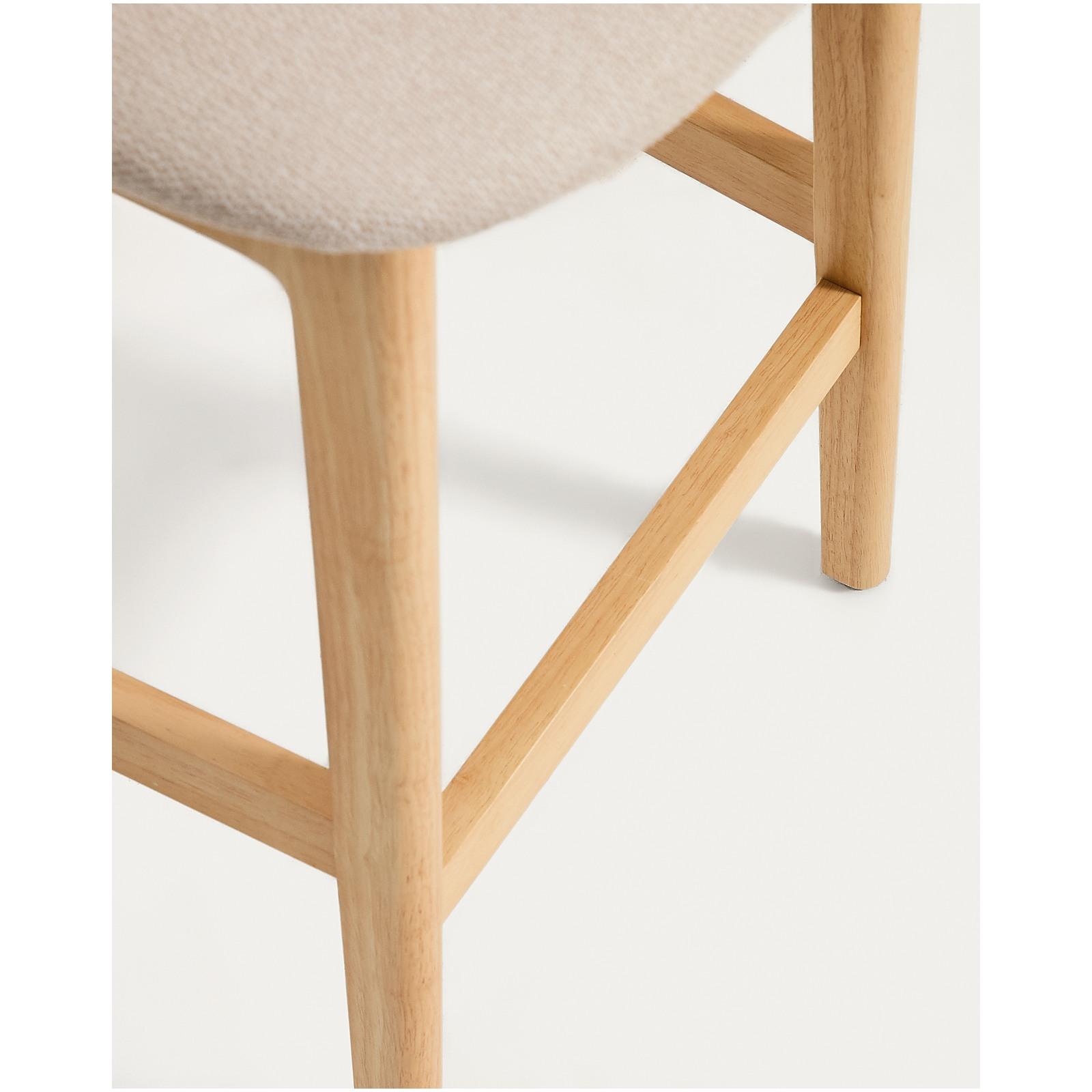 Barhocker Ludara aus Eichenfurnier mit beiger Chenille 65 cm