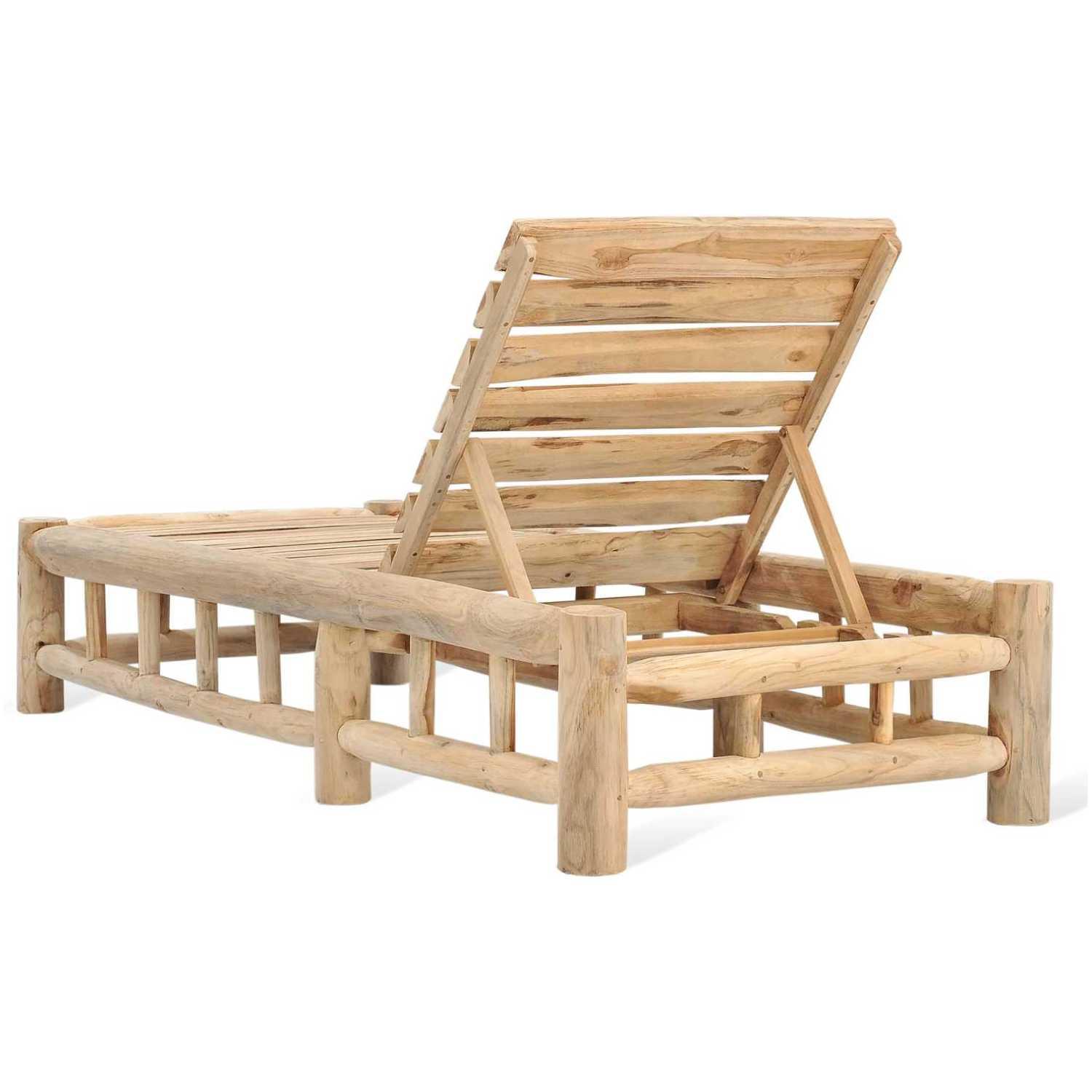 Liegestuhl Sonnenliege Massivholz Teak Woody Baumstamm (ohne Rollen)