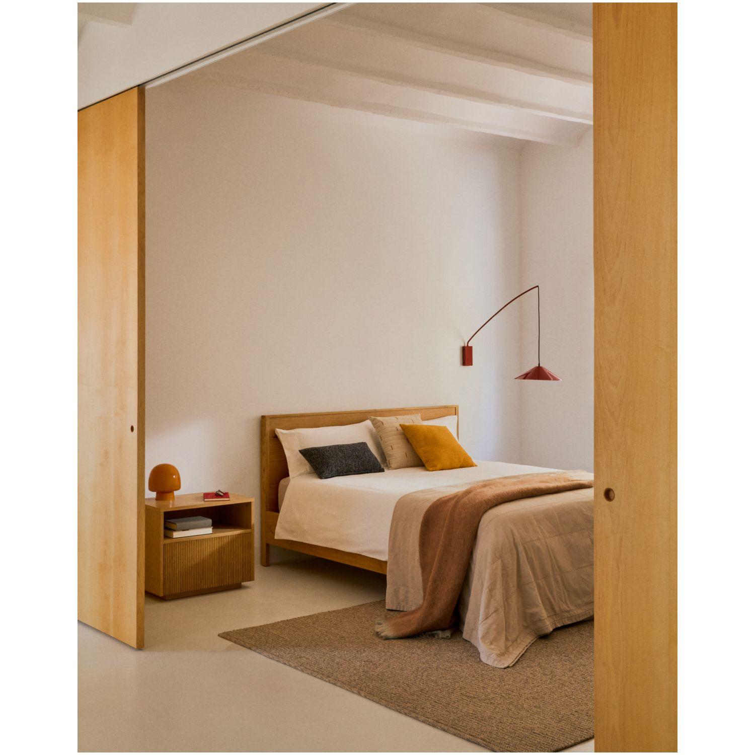 Tagesdecke Isor aus Chenille 100% Baumwolle ecru mit Karomuster für Bett von 90-135 cm