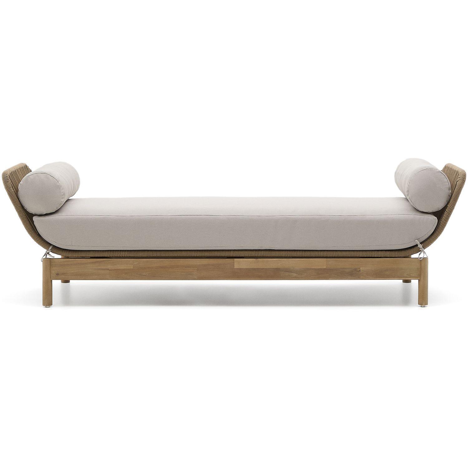 Liegebett Sonnenliege Daybed Catalina II Seil beige massives Akazienholz