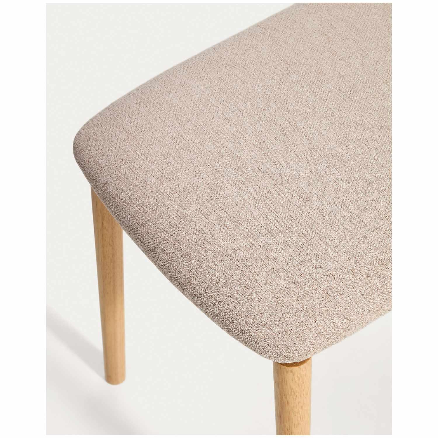 Bank Evera aus Eichenfurnier mit naturfarbenem Finish und beiger Chenille 122 cm