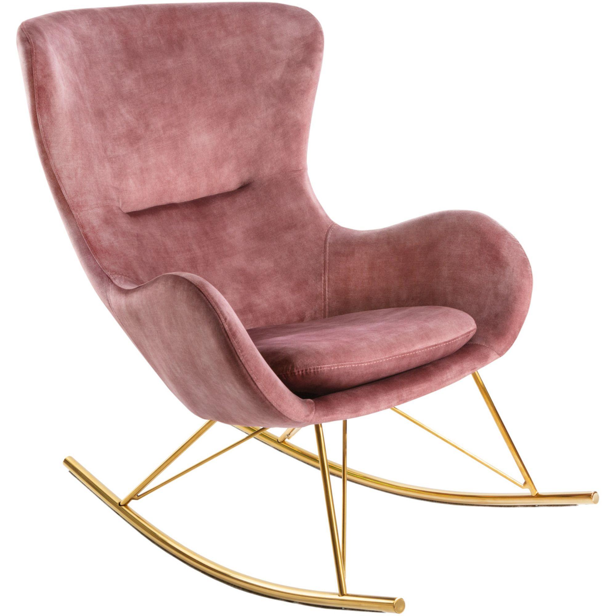 Schaukelsessel Schaukelstuhl Norway Swing gold Samt Stoff rosa pink