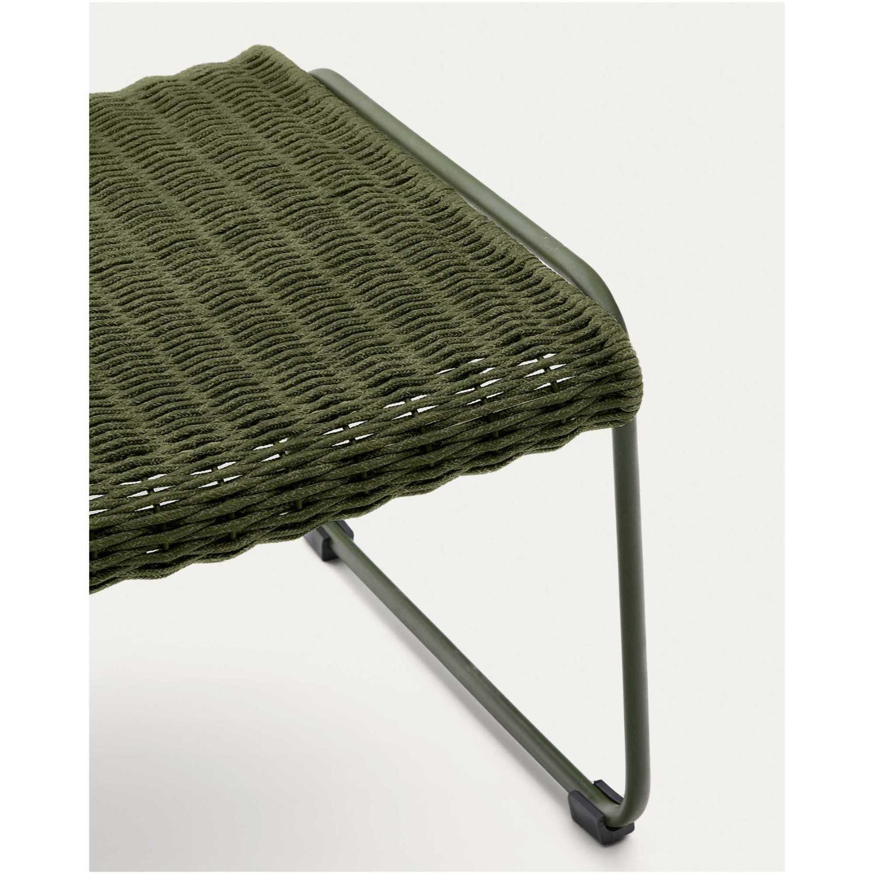Fussablage Hocker Maurina verzinkter Stahl Seil grün 58x52.5