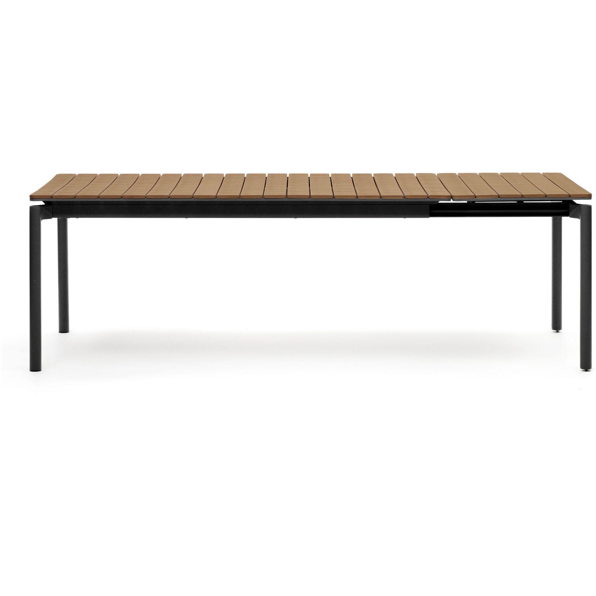 Canyelles Gartenausziehtisch aus Poly-Holz und mattschwarzem Aluminium 180-240x100