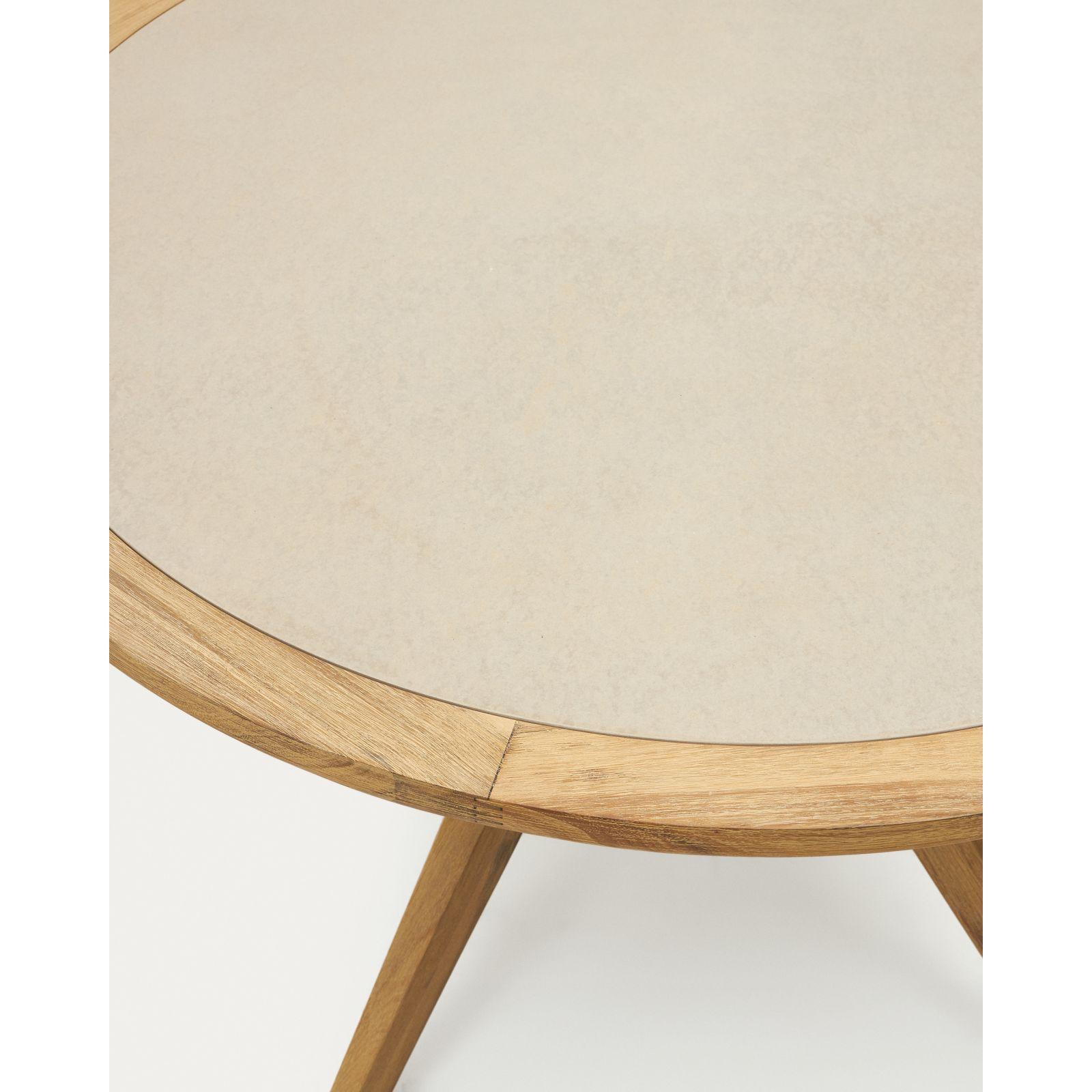 Esstisch Massivholz rund Julieta Akazienholz natur Polyzement beige 120x120 FSC