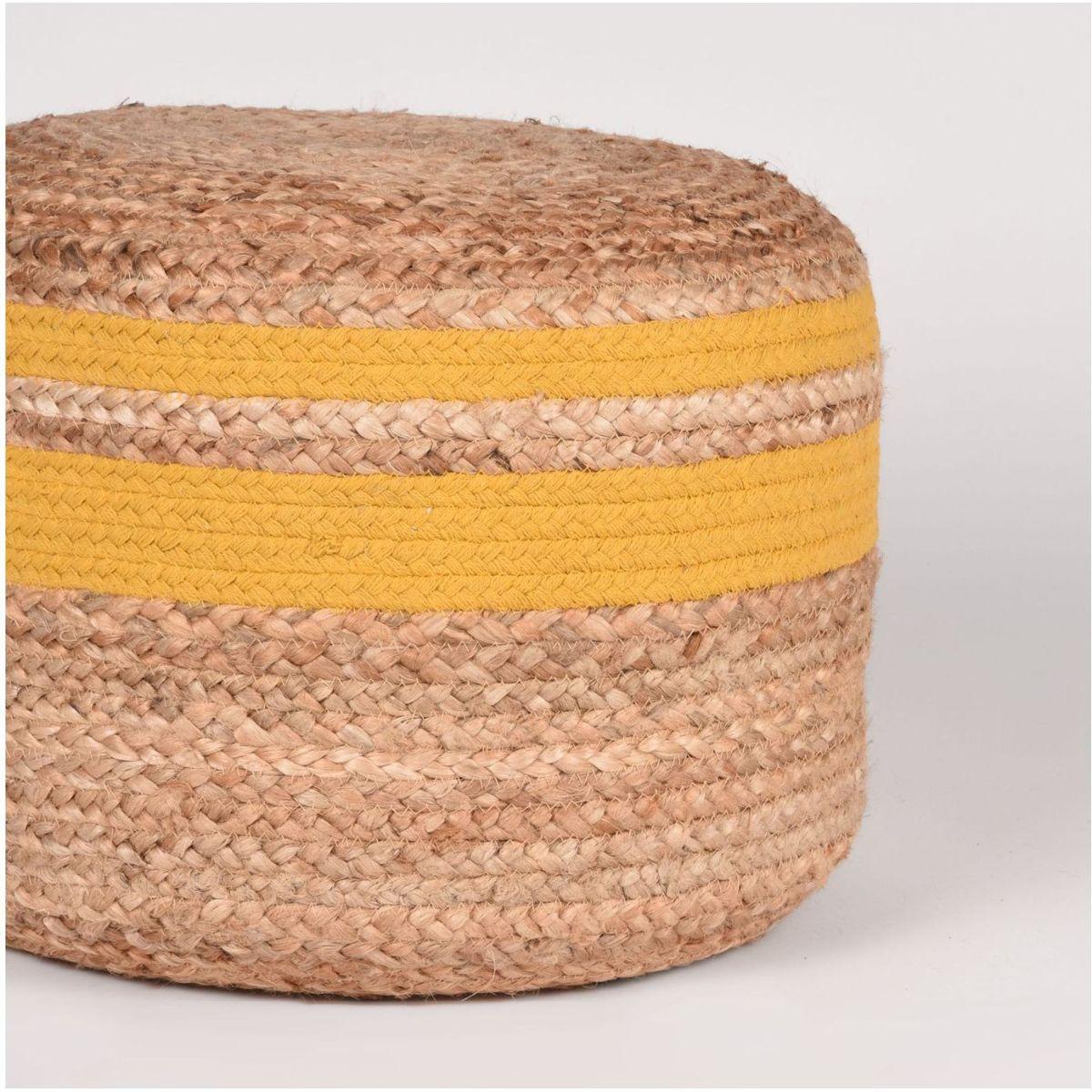Sitzhocker Pouf Jute Gelb 50x50