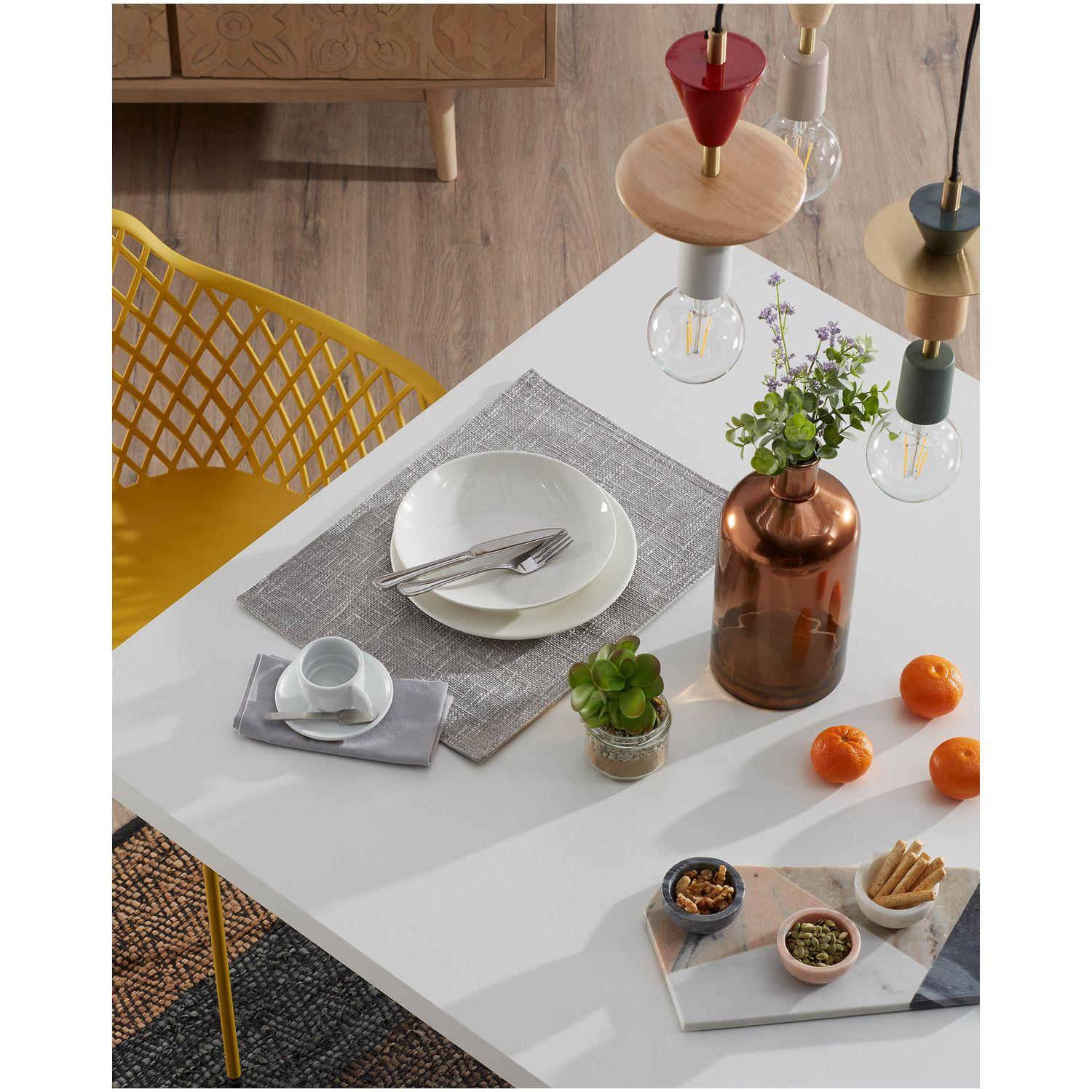 Argo Tisch 200x100 mit Melamin weiss und Stahlbeinen mit Holzeffekt